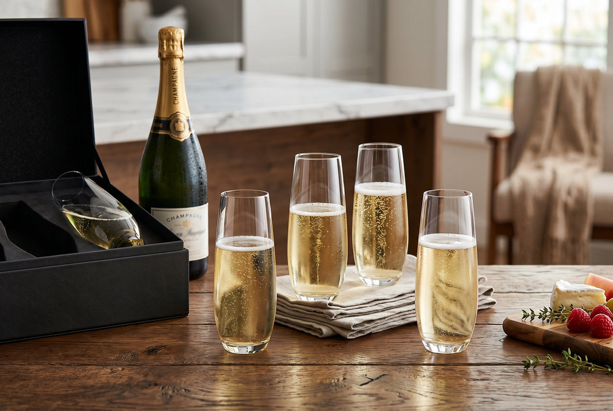 Stemless Champagne Flutes, Set of 4, 230 ml (7.8 oz)
