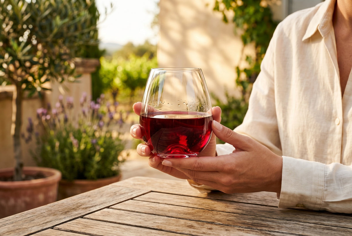 Stemless Wine Glasses, Set of 4, 565 ml (19.1 oz) Burgundy Balloon