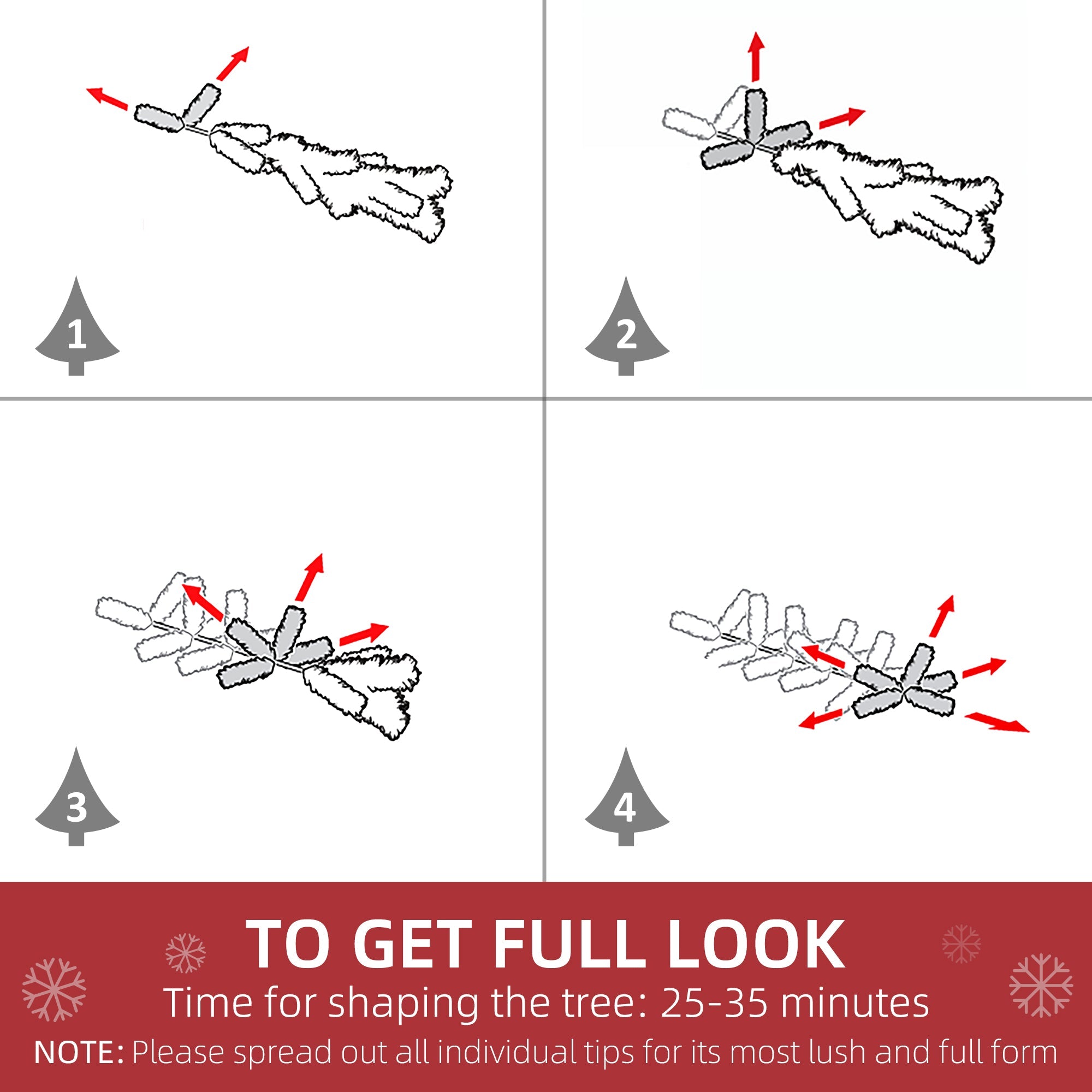 HOMCOM 5ft White Artificial Christmas Tree, Pine Realistic Branches, Auto-Open, Indoor Holiday Decor