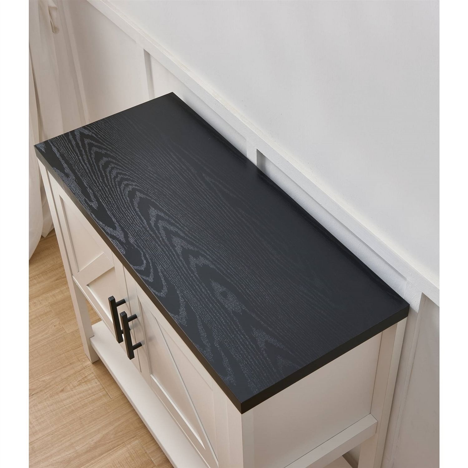 Modern 2 Drawer Wooden Storage Console Table White/Black - Free Shipping