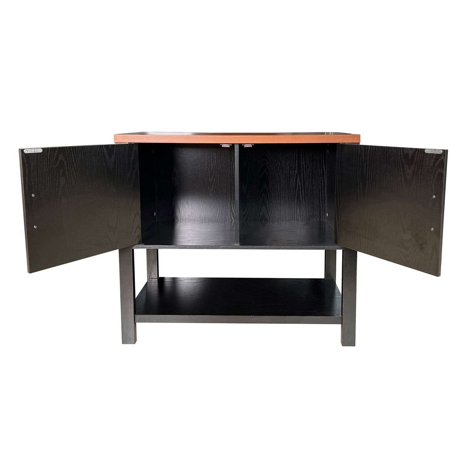 Modern 2 Drawer Wooden Storage Console Table Black/Walnut - Free Shipping