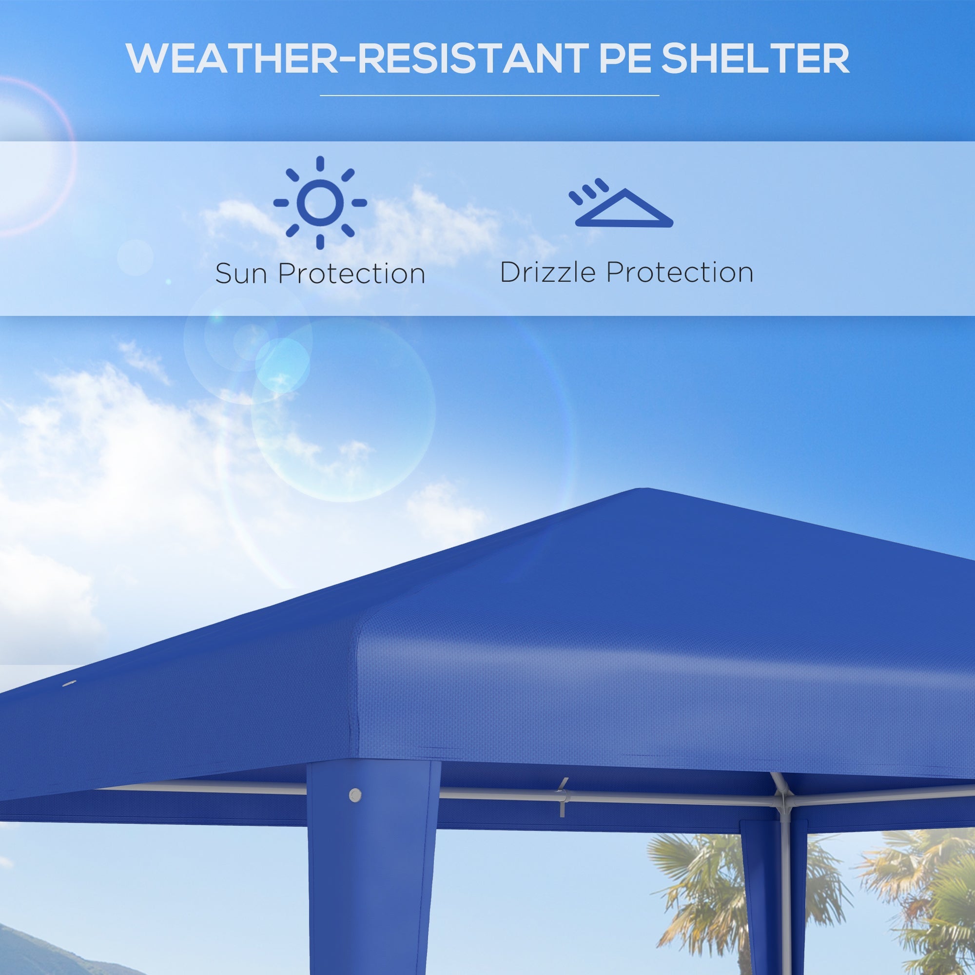 Outsunny 9' x 9' Portable Canopy Party Tent Gazebo Outdoor Sunshade for Weddings Parties with Dressed Legs, Blue