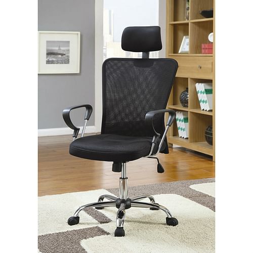 High Back Executive Mesh Office Computer Chair with Headrest in Black - Free Shipping