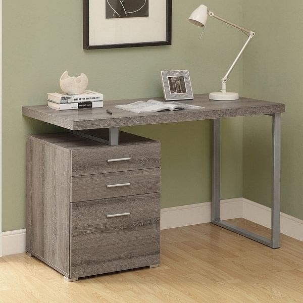 Modern Home Office Laptop Computer Desk in Dark Taupe Wood Finish - Free Shipping