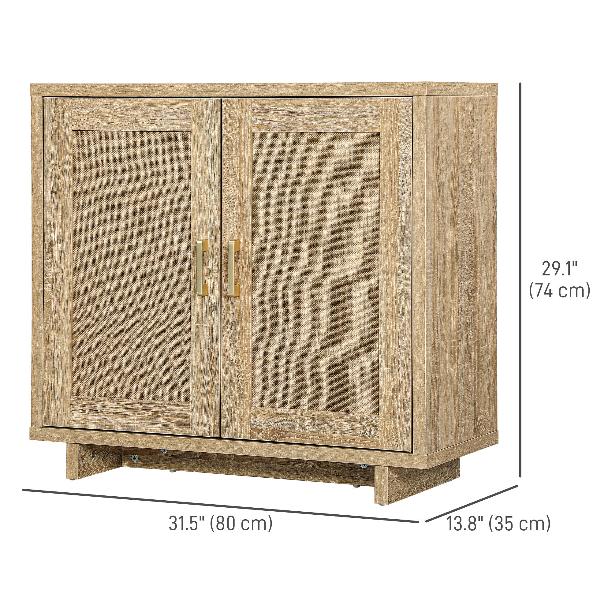 HOMCOM Accent Cabinet with Linen Doors and Adjustable Shelves for Living Room, Dining Room, Kitchen