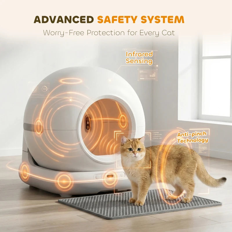 72L Automatic Litter Box, Self Cleaning Litter Box, App Control, Odor & Noise Control, Safety Sensors, Deodorant Gel
