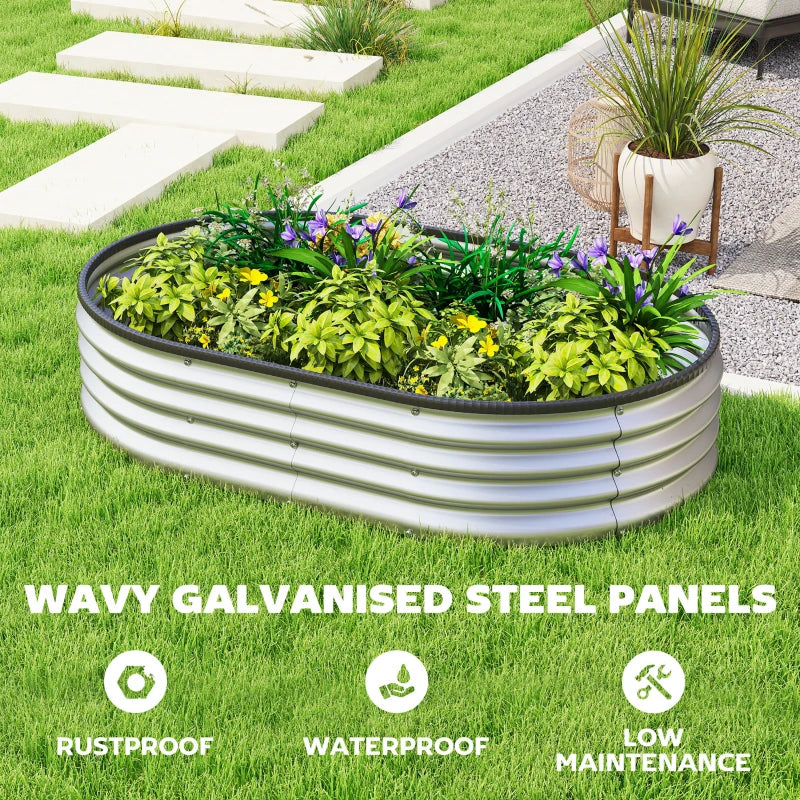 Galvanized Raised Garden Bed, 5 x 3 x 1 ft Modular Metal Garden Beds with Rubber Strip Edging, Silver