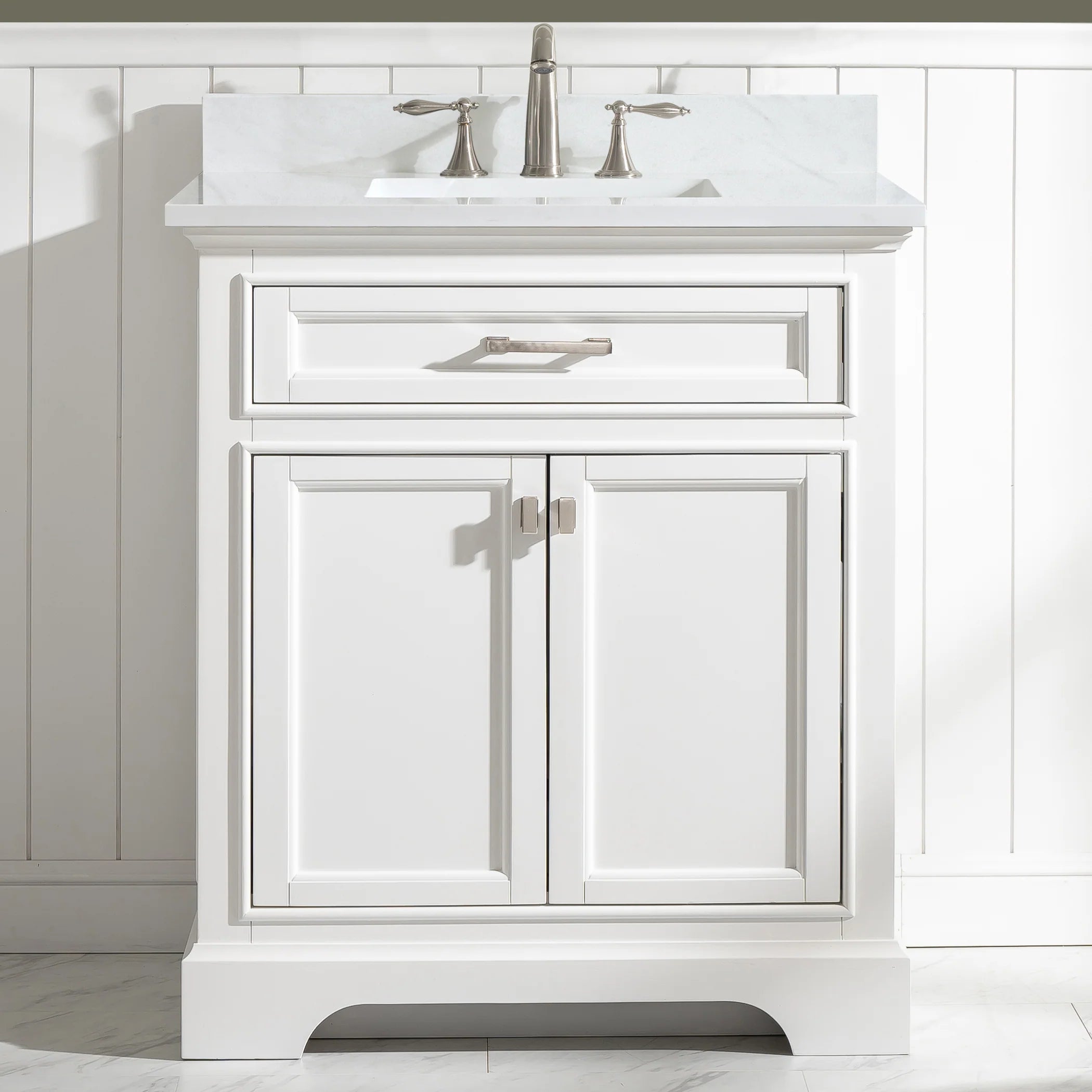 Milano 30" Single Sink Vanity with White Quartz Top