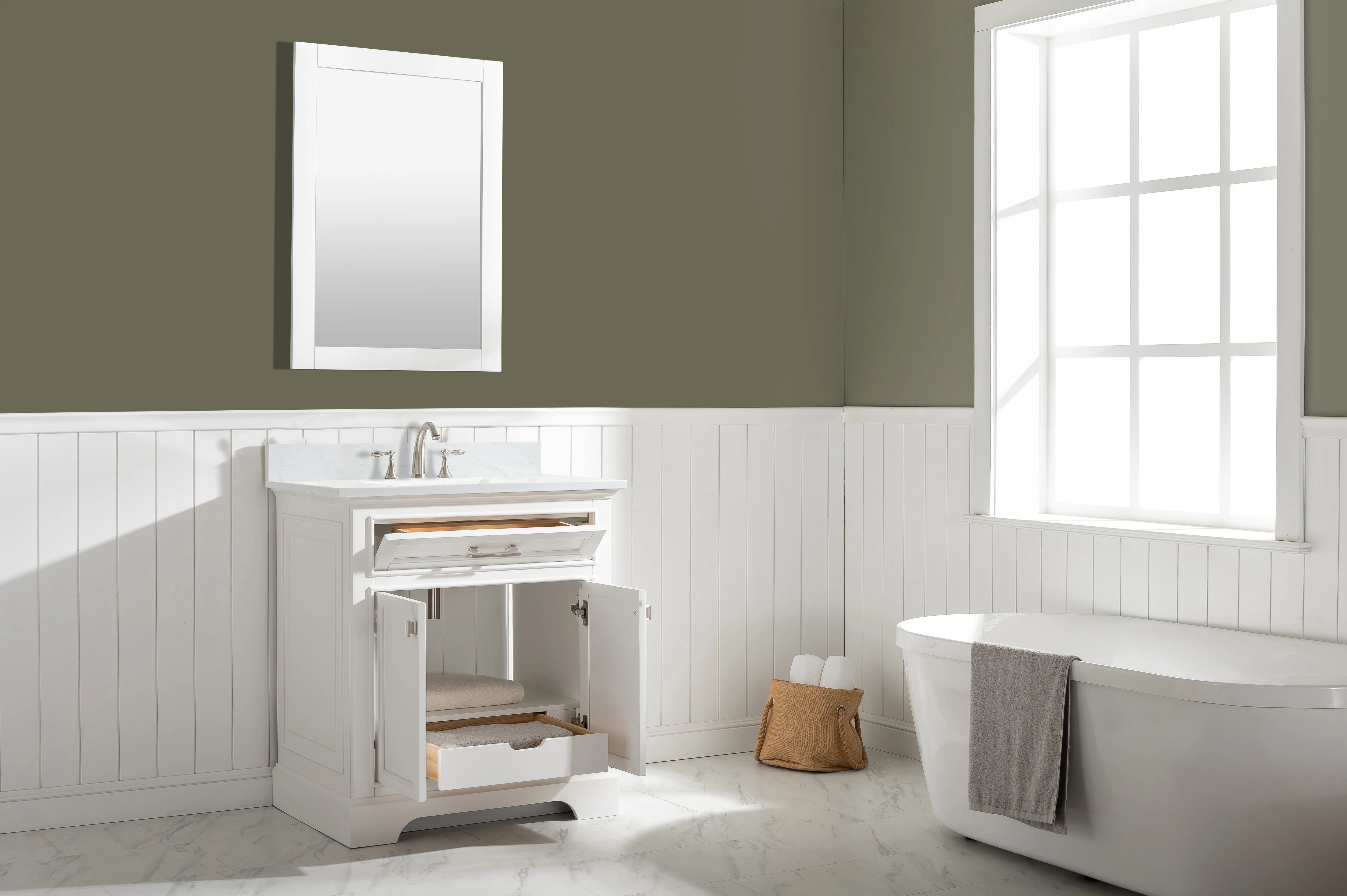 Milano 30" Single Sink Vanity with White Quartz Top