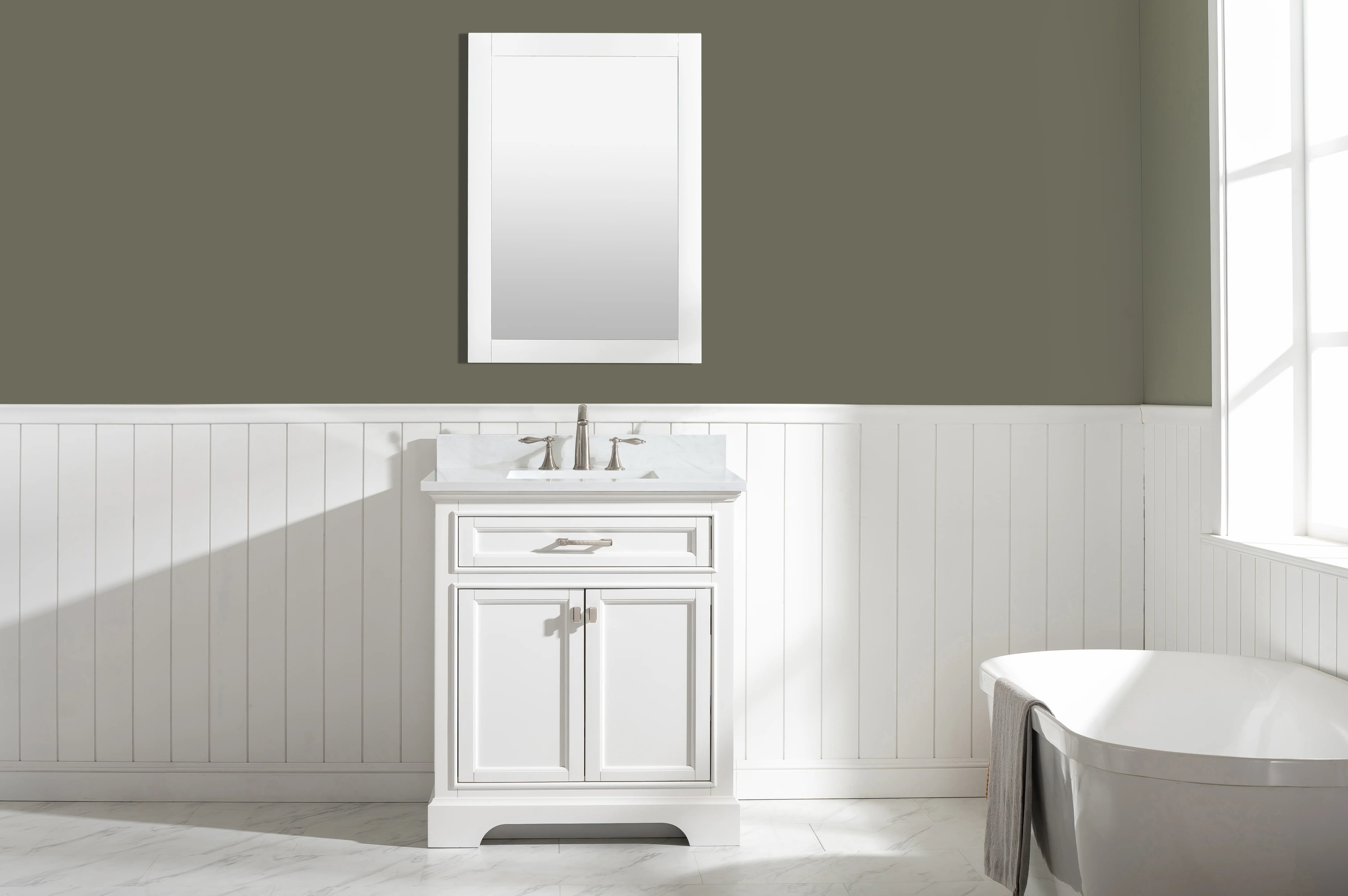 Milano 30" Single Sink Vanity with White Quartz Top