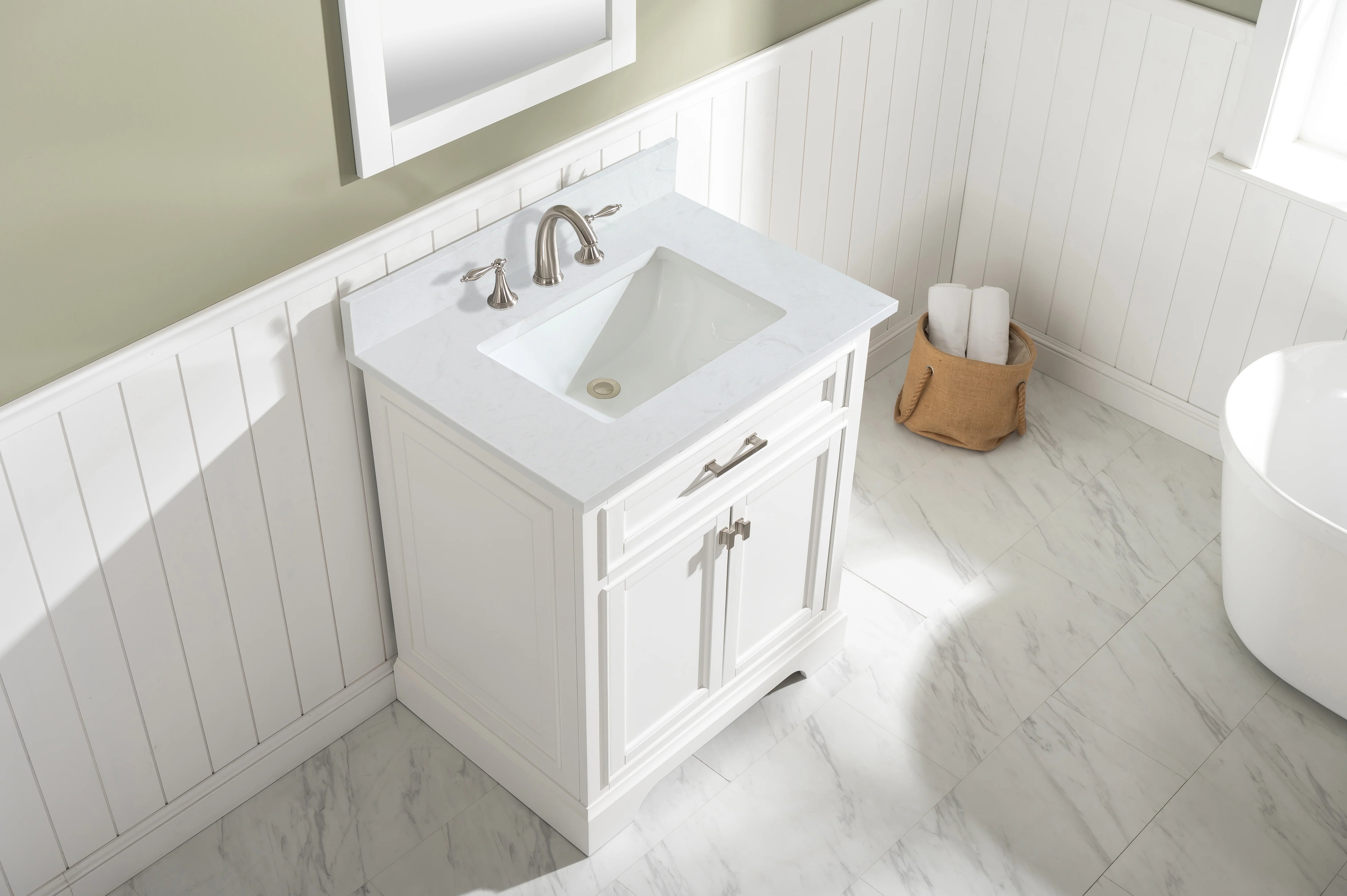 Milano 30" Single Sink Vanity with White Quartz Top