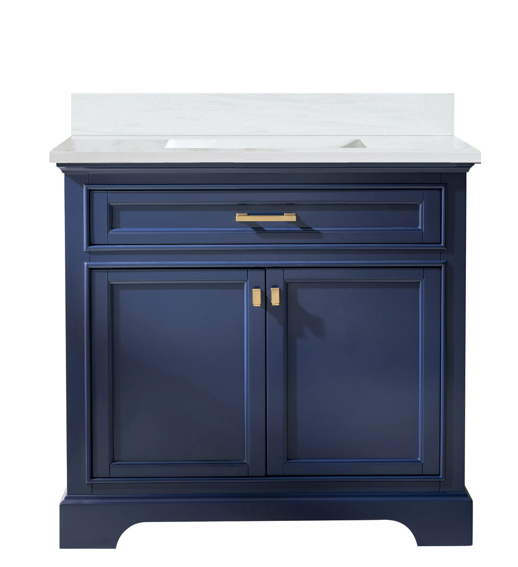 Milano 36" Single Sink Vanity with White Quartz Top