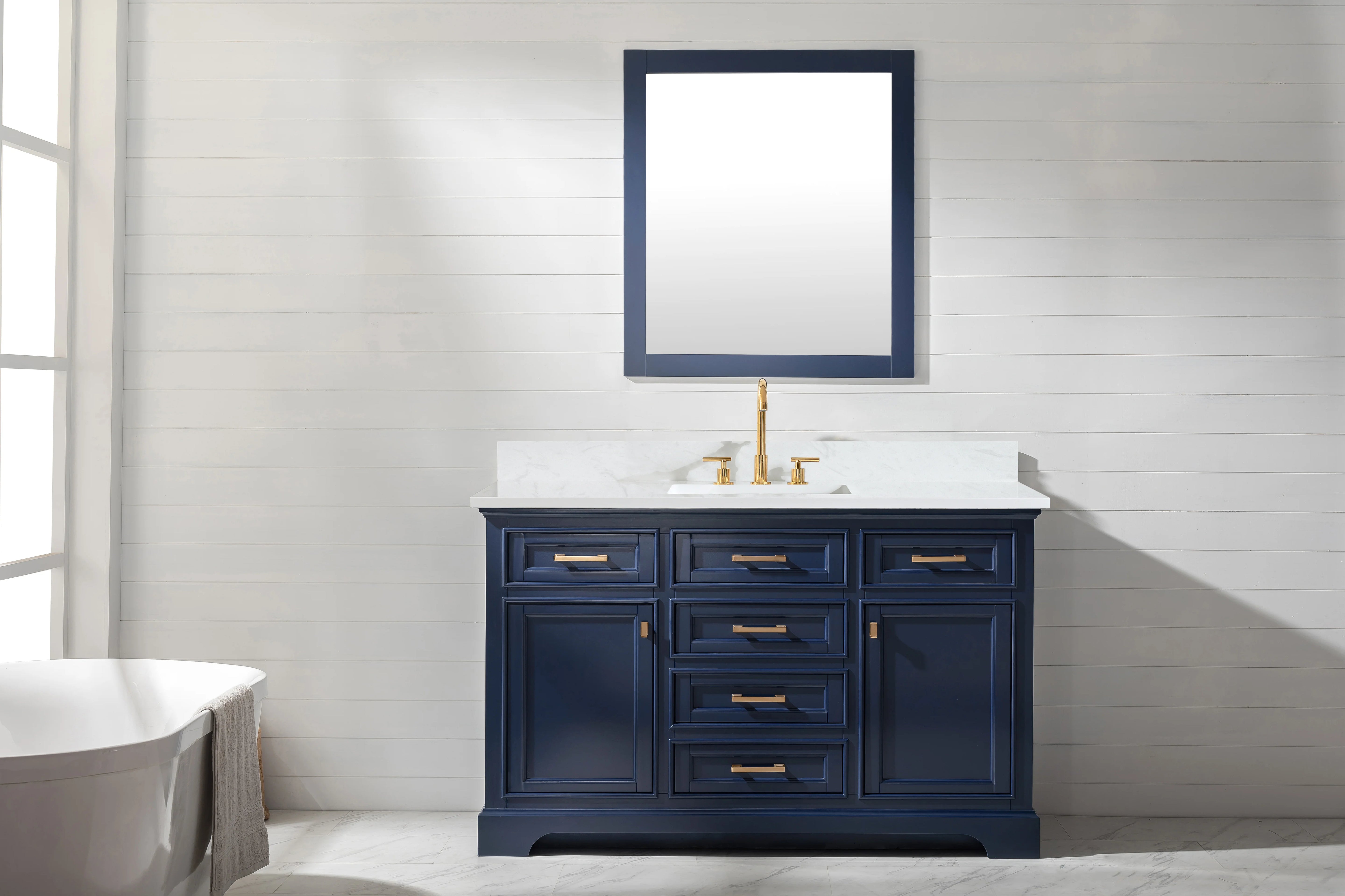 Milano 54" Single Sink Vanity with White Quartz Top