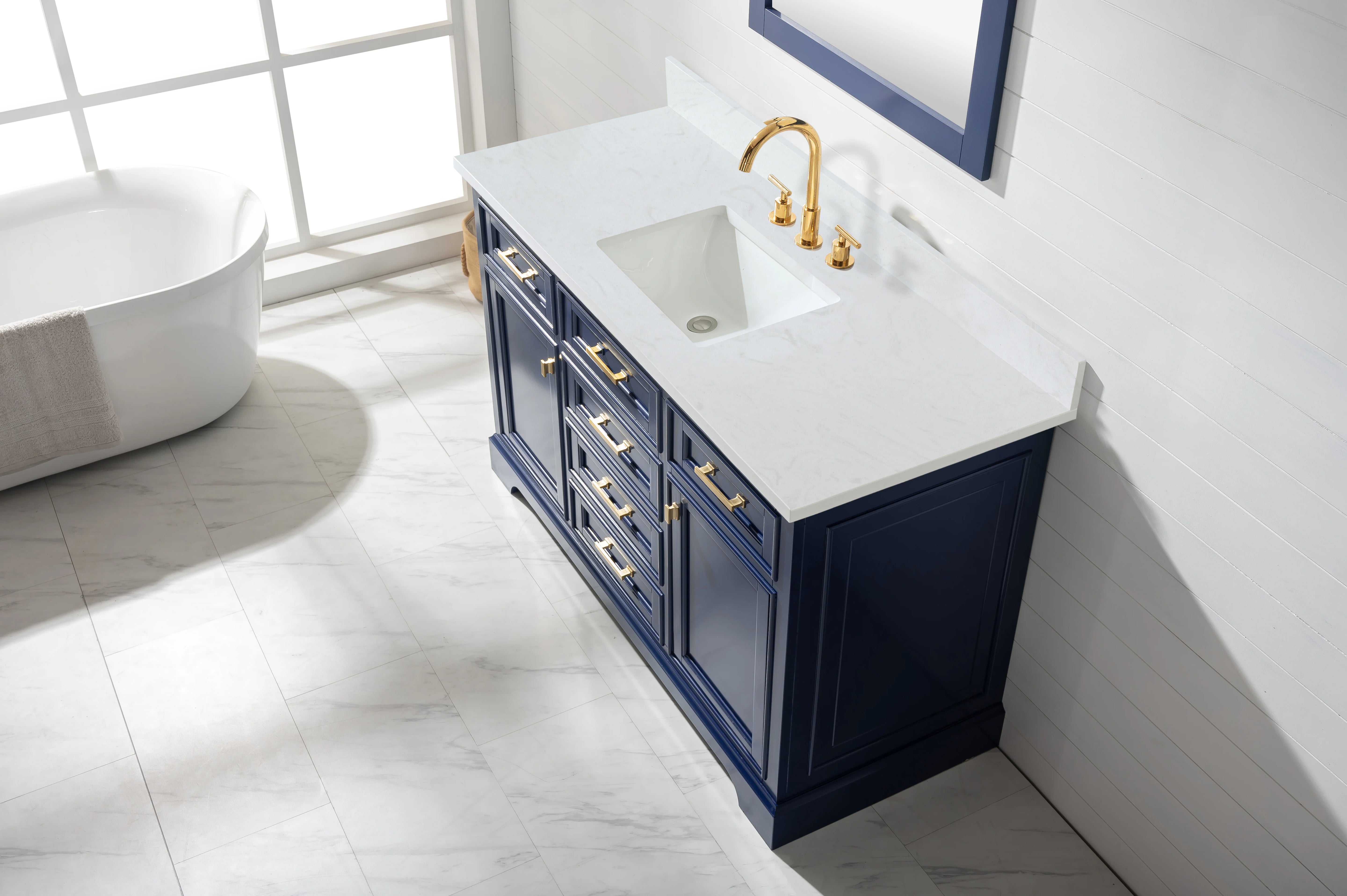 Milano 54" Single Sink Vanity with White Quartz Top