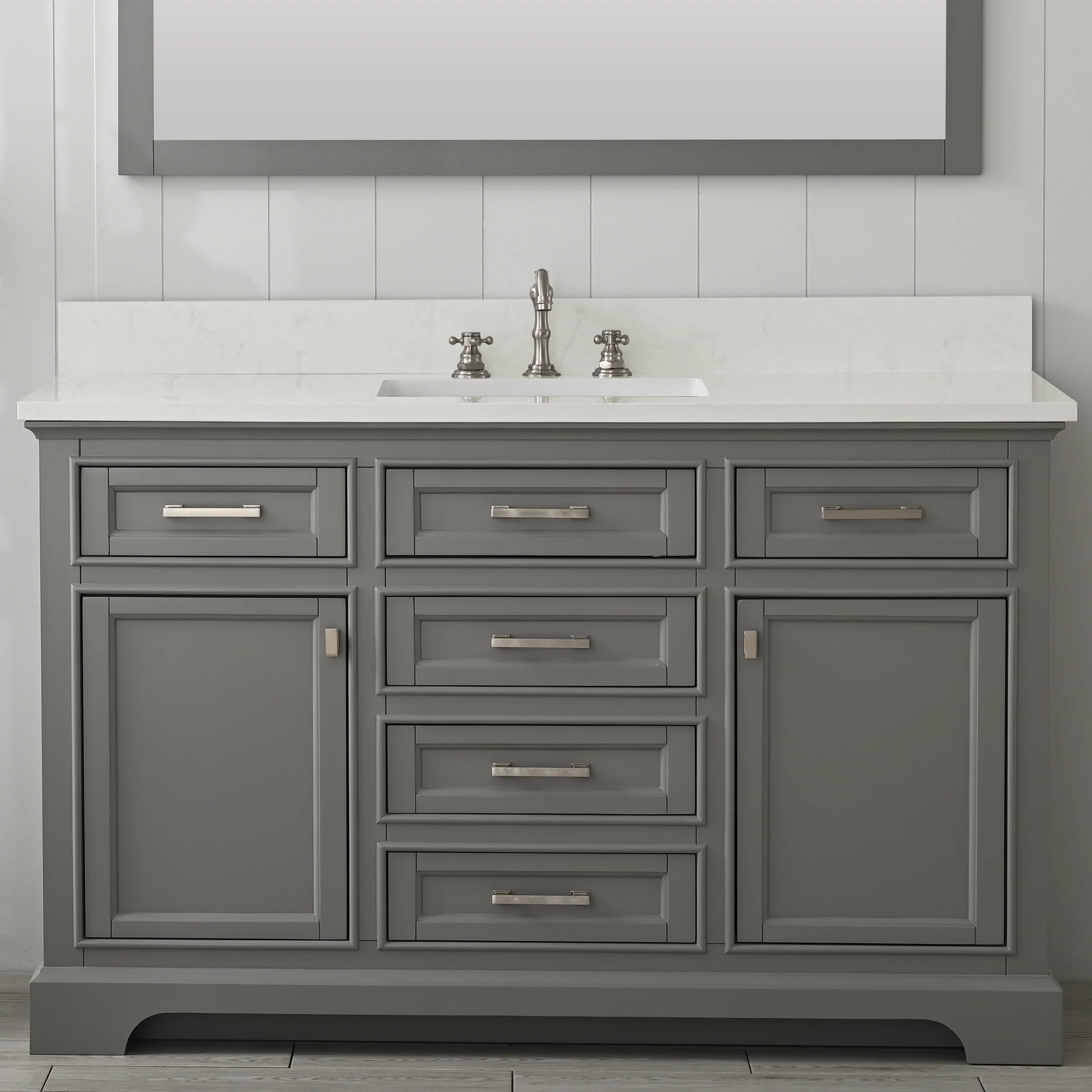 Milano 54" Single Sink Vanity with White Quartz Top