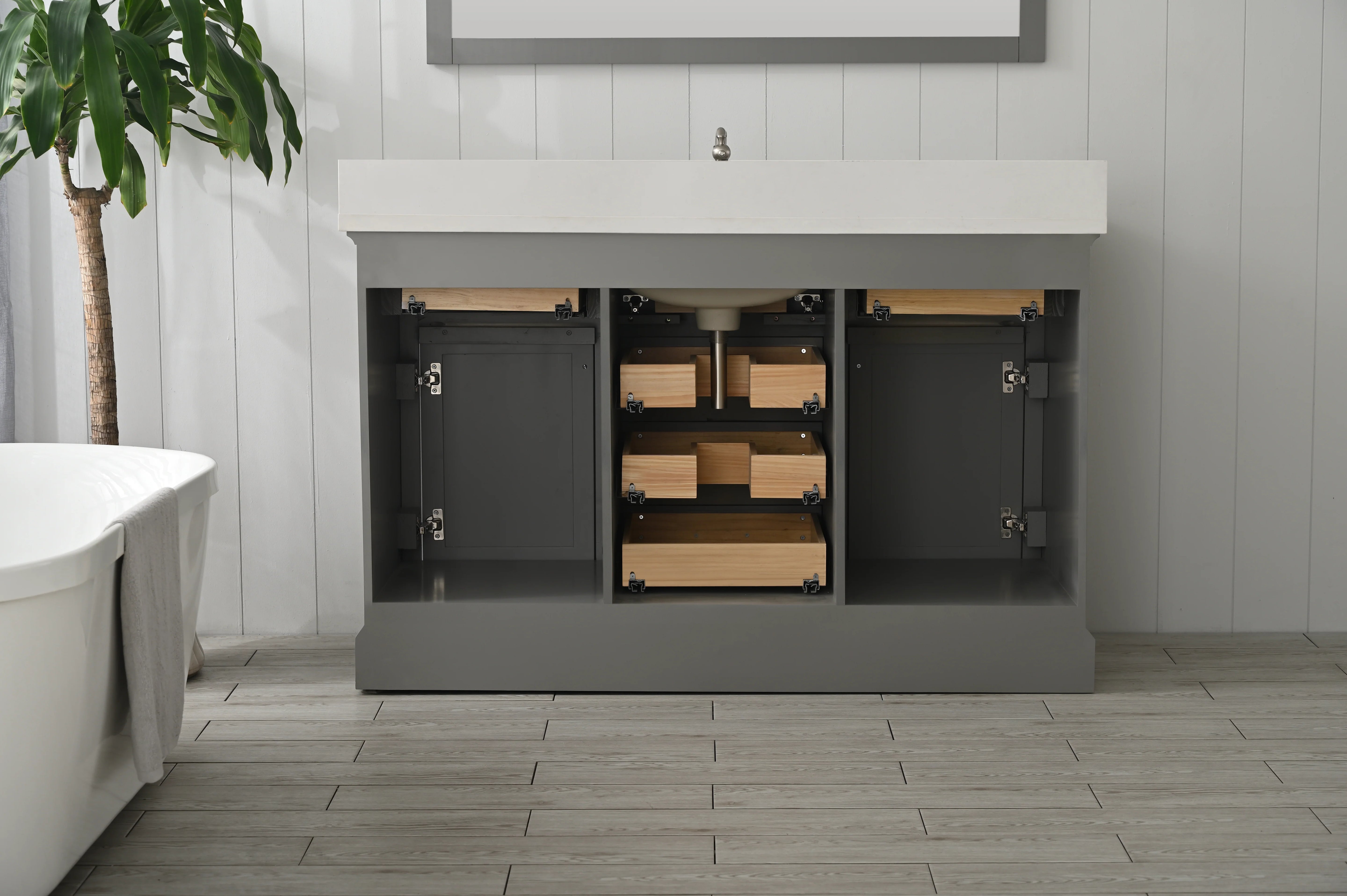 Milano 54" Single Sink Vanity with White Quartz Top