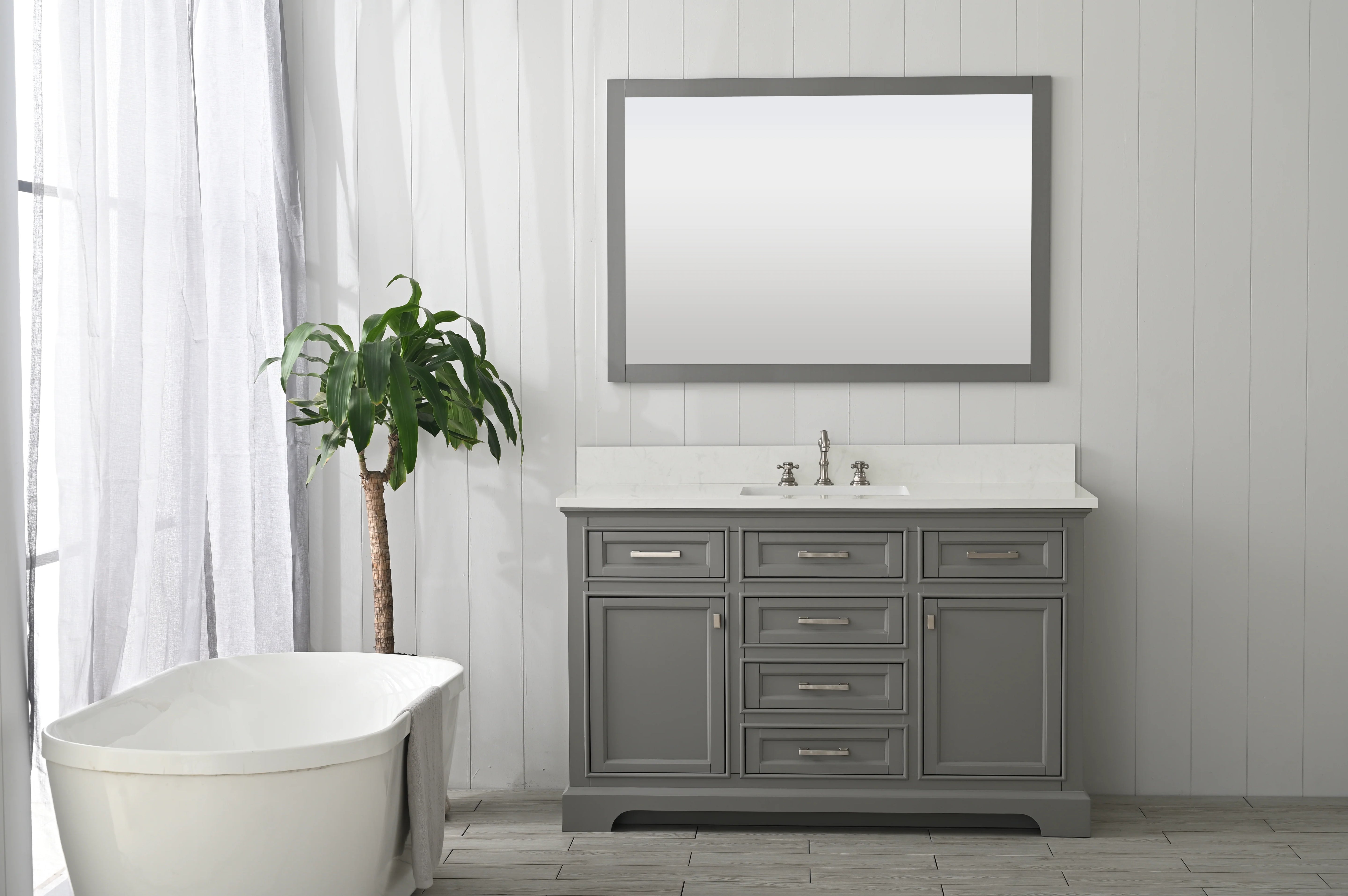 Milano 54" Single Sink Vanity with White Quartz Top