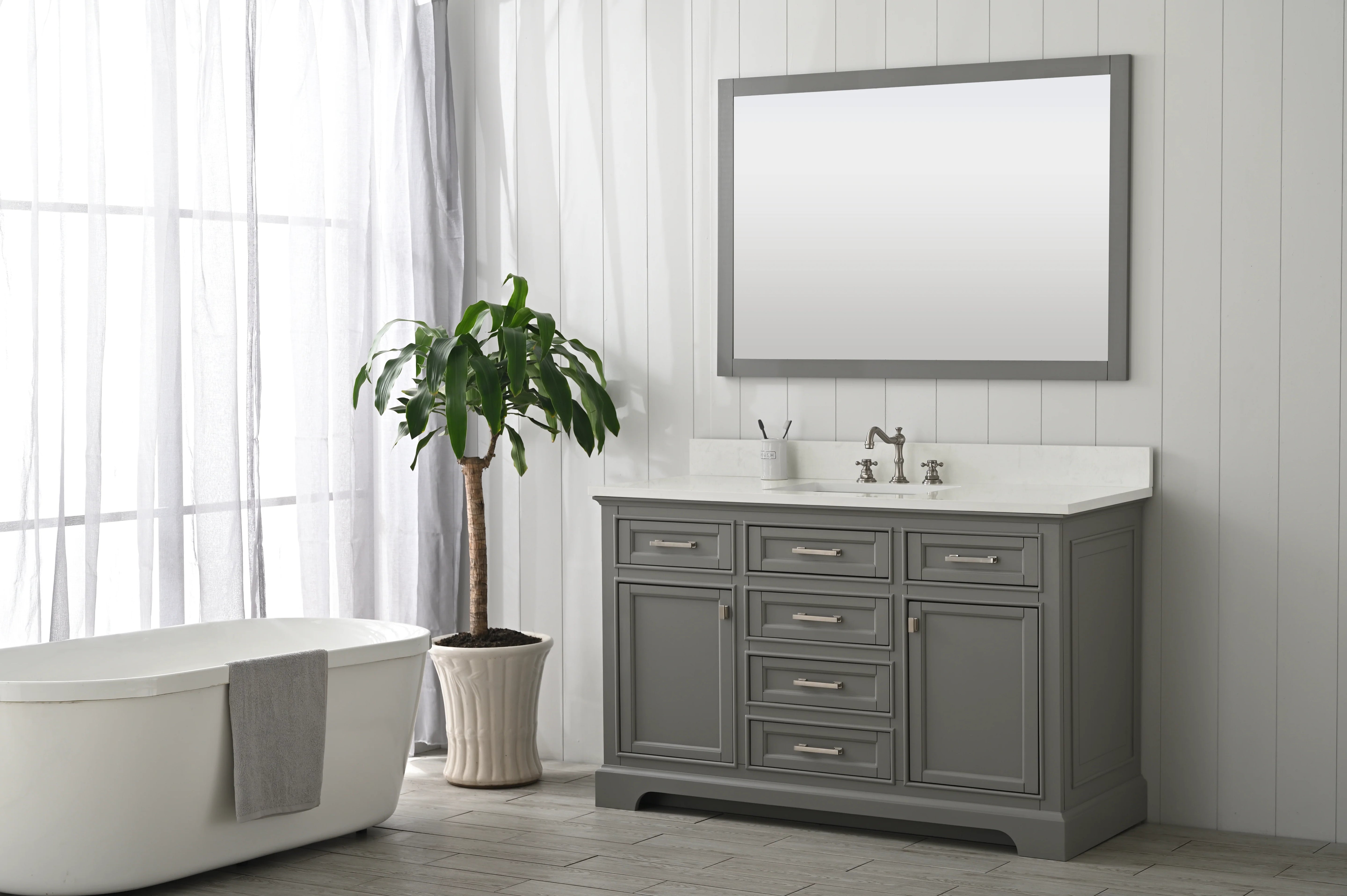 Milano 54" Single Sink Vanity with White Quartz Top