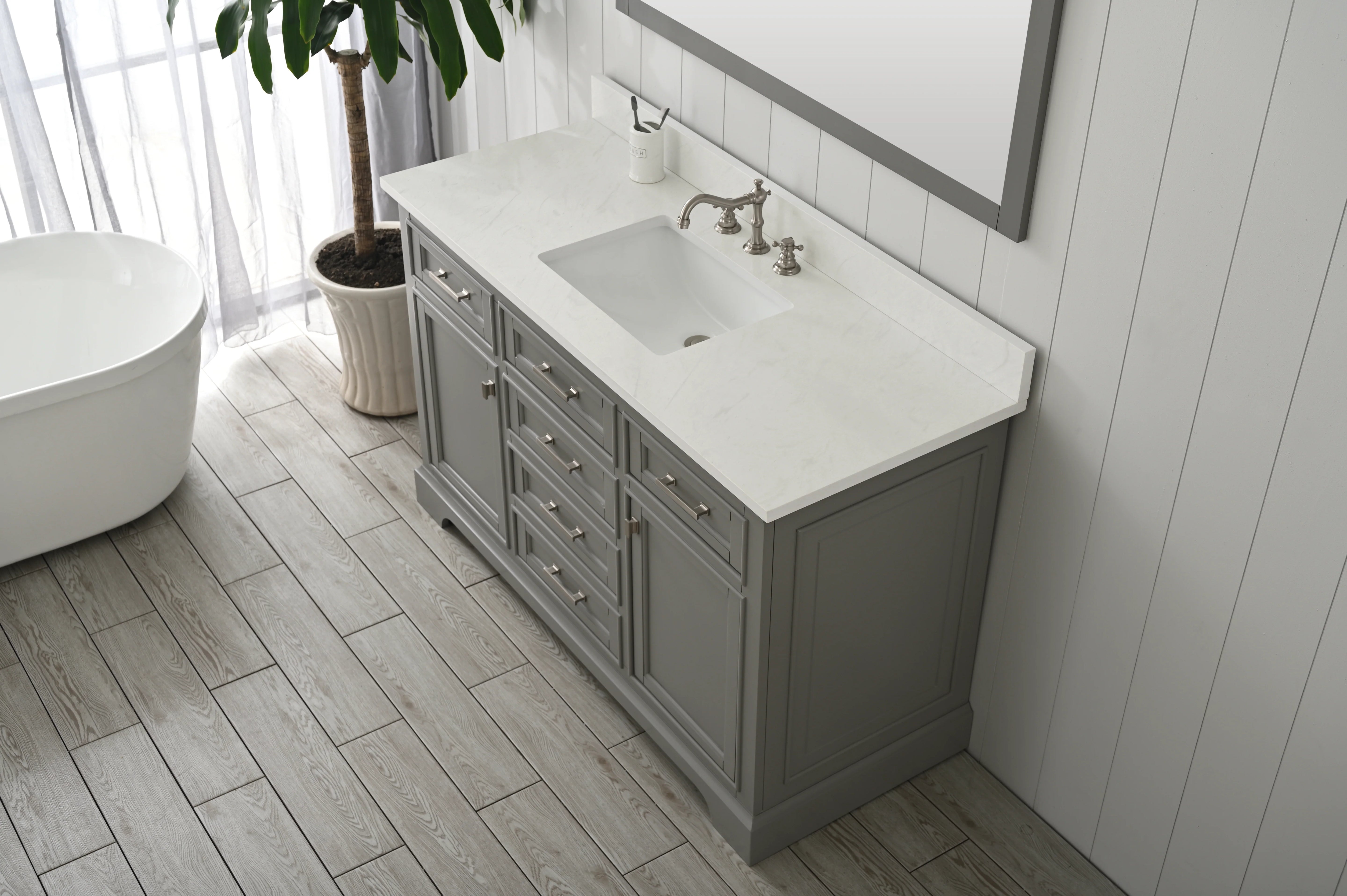 Milano 54" Single Sink Vanity with White Quartz Top