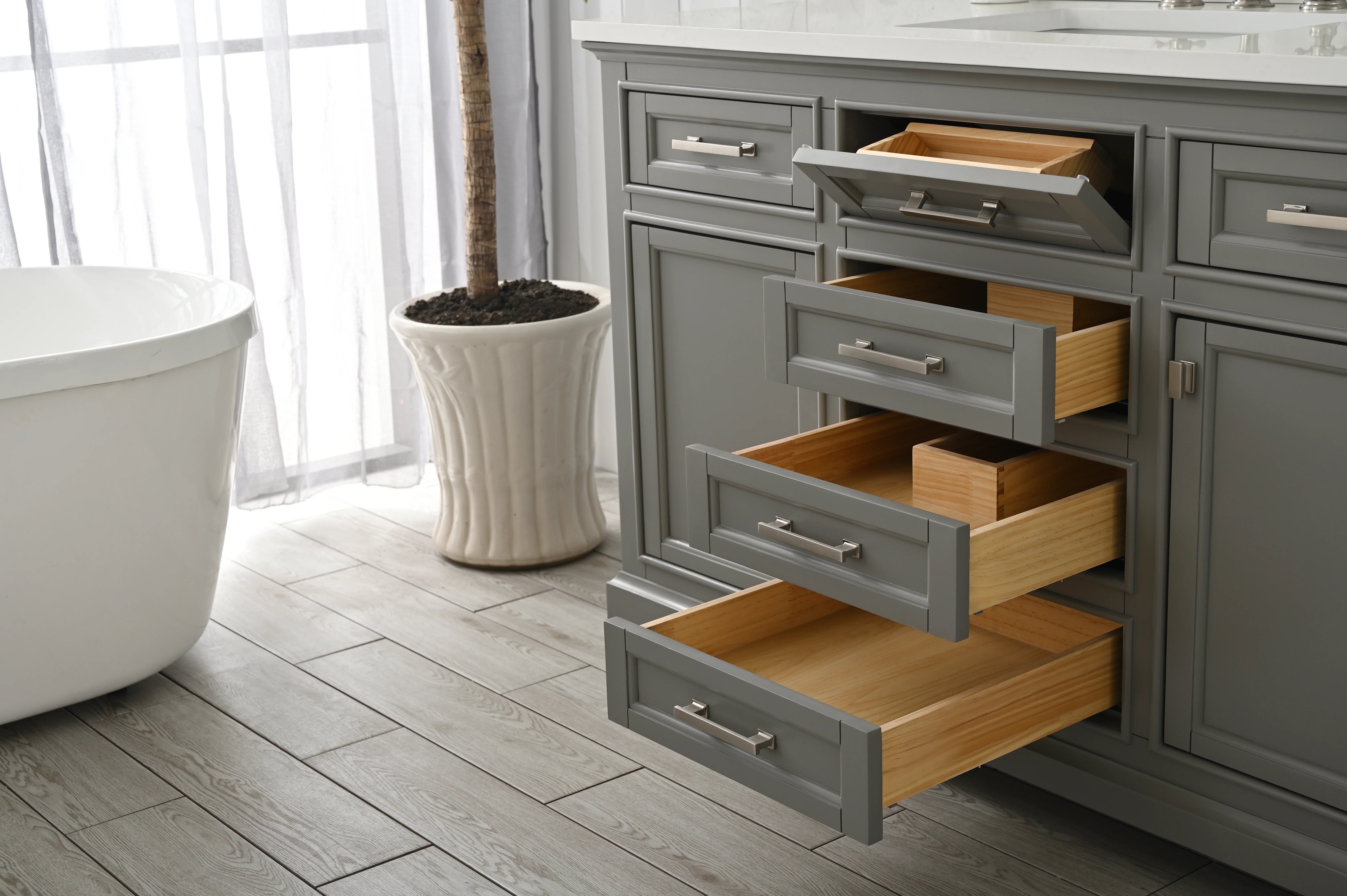 Milano 54" Single Sink Vanity with White Quartz Top