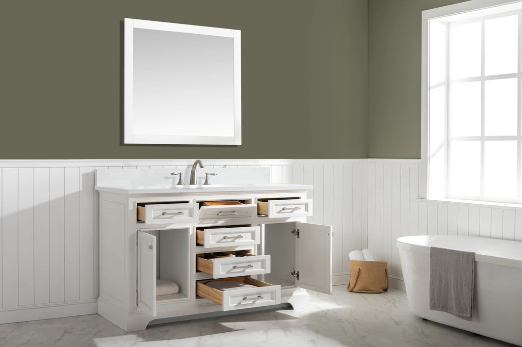 Milano 54" Single Sink Vanity with White Quartz Top