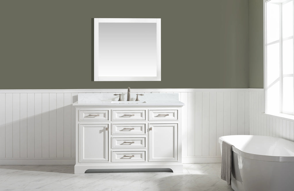 Milano 54" Single Sink Vanity with White Quartz Top