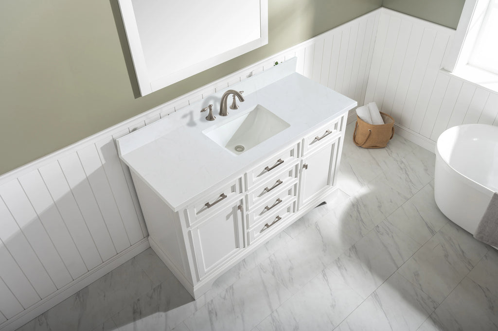 Milano 54" Single Sink Vanity with White Quartz Top