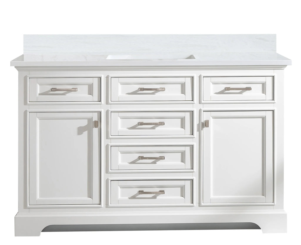 Milano 54" Single Sink Vanity with White Quartz Top