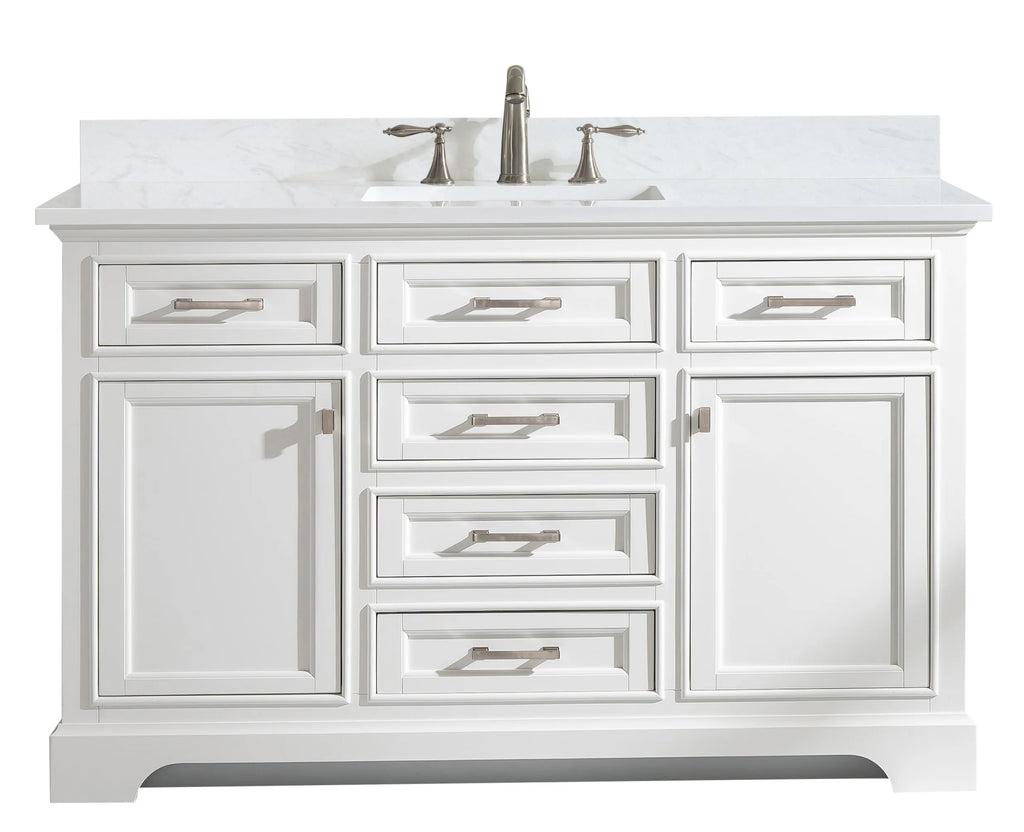 Milano 54" Single Sink Vanity with White Quartz Top