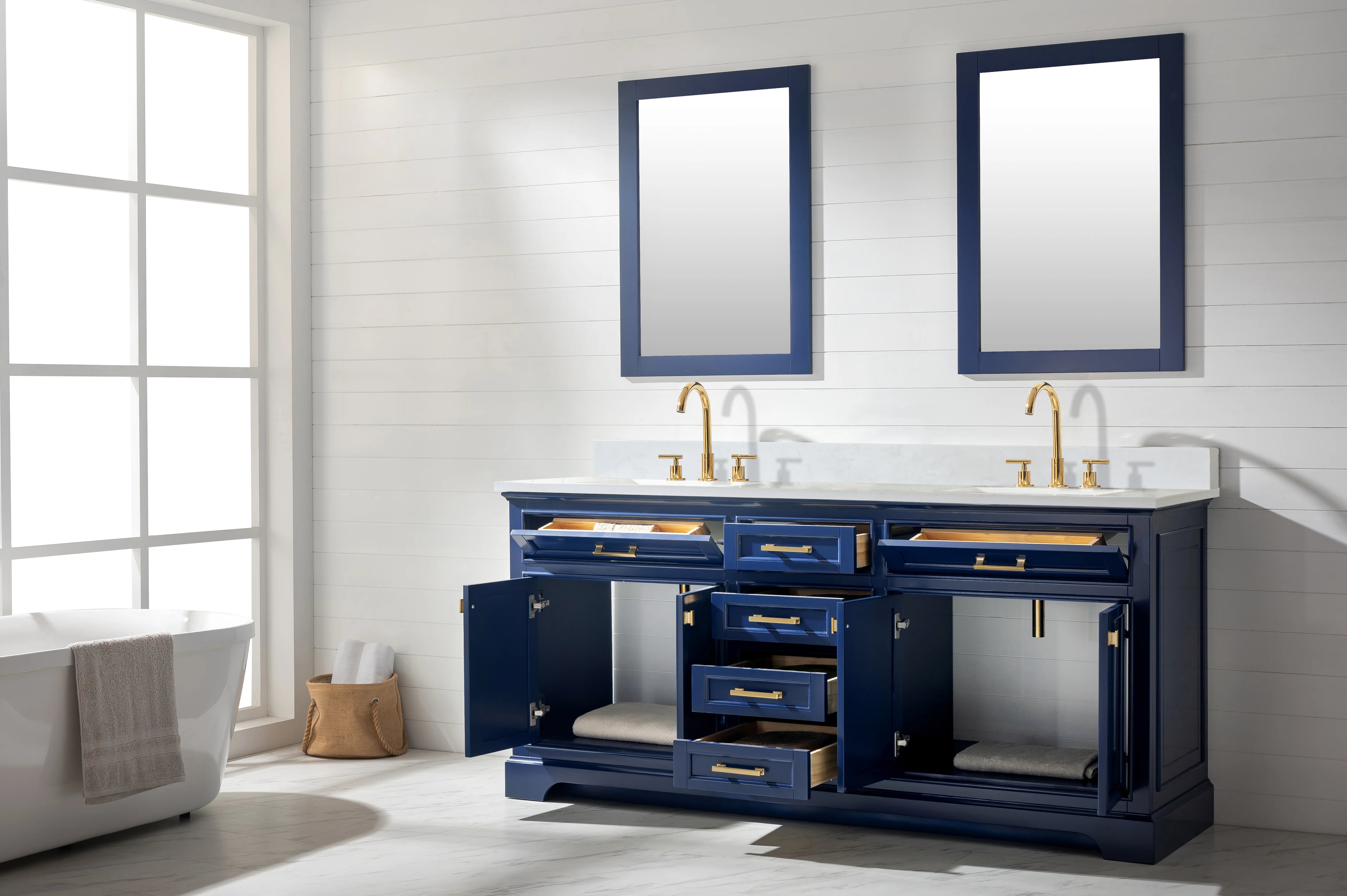 Milano 72" Double Sink Vanity with White Quartz Top