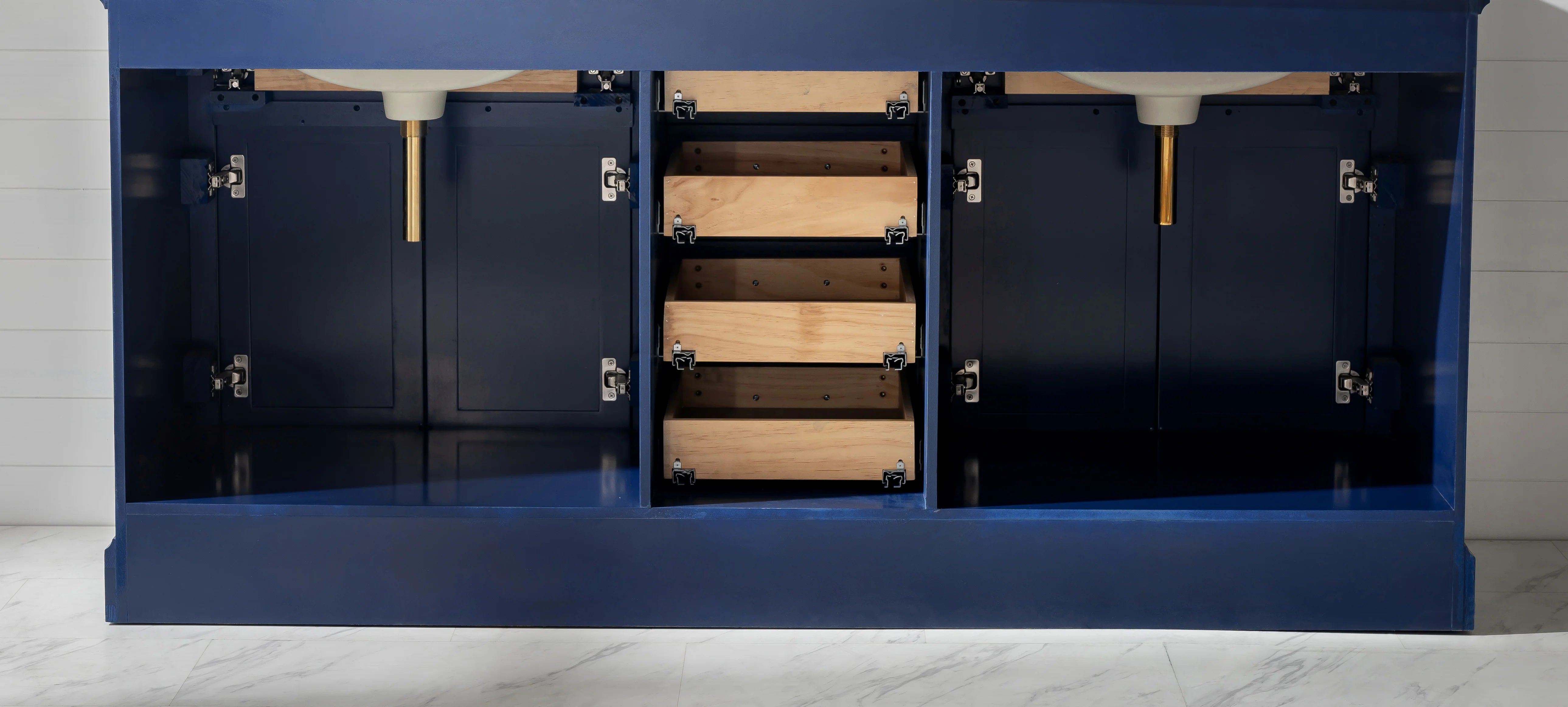 Milano 72" Double Sink Vanity with White Quartz Top