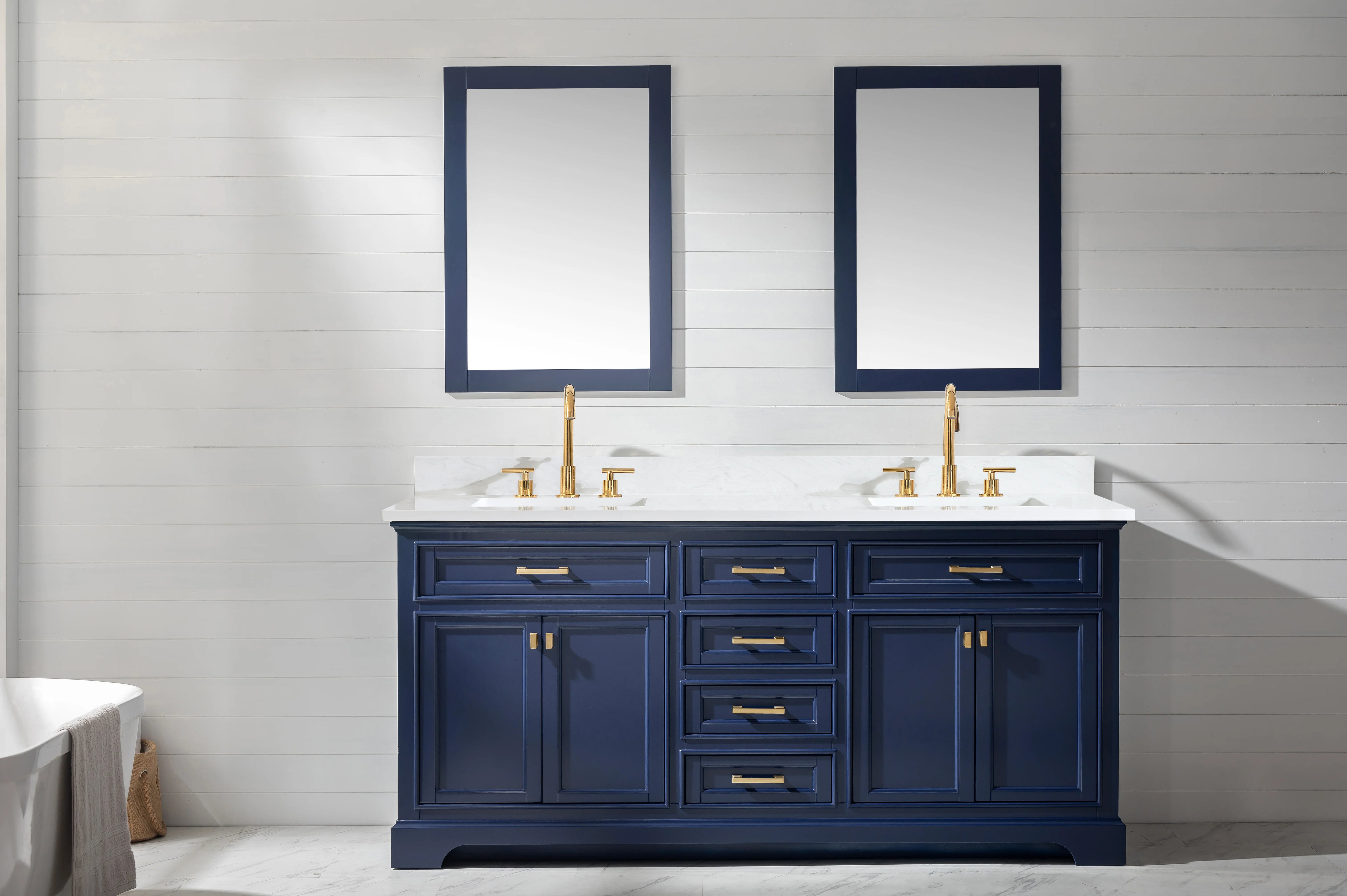 Milano 72" Double Sink Vanity with White Quartz Top