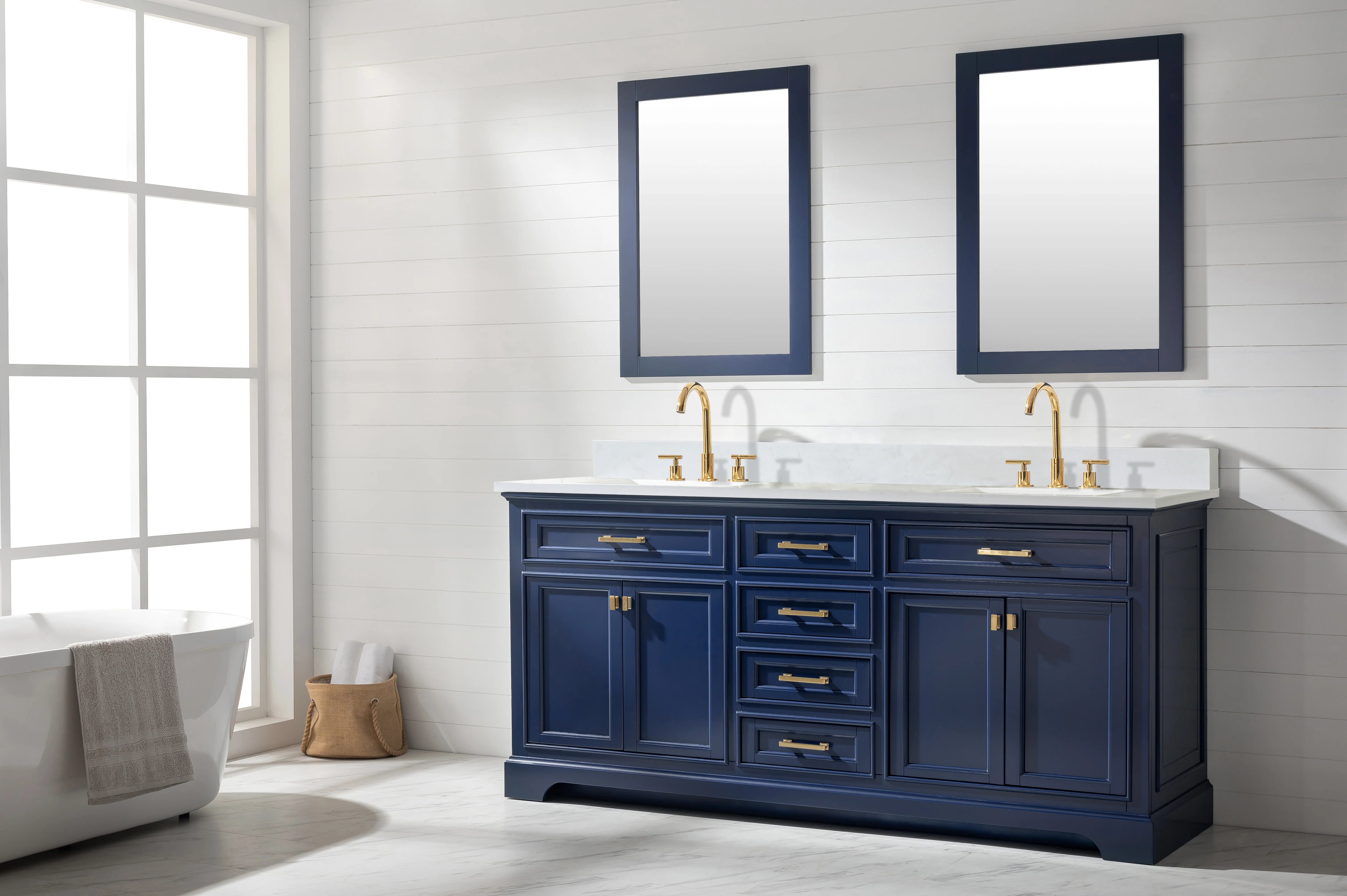 Milano 72" Double Sink Vanity with White Quartz Top