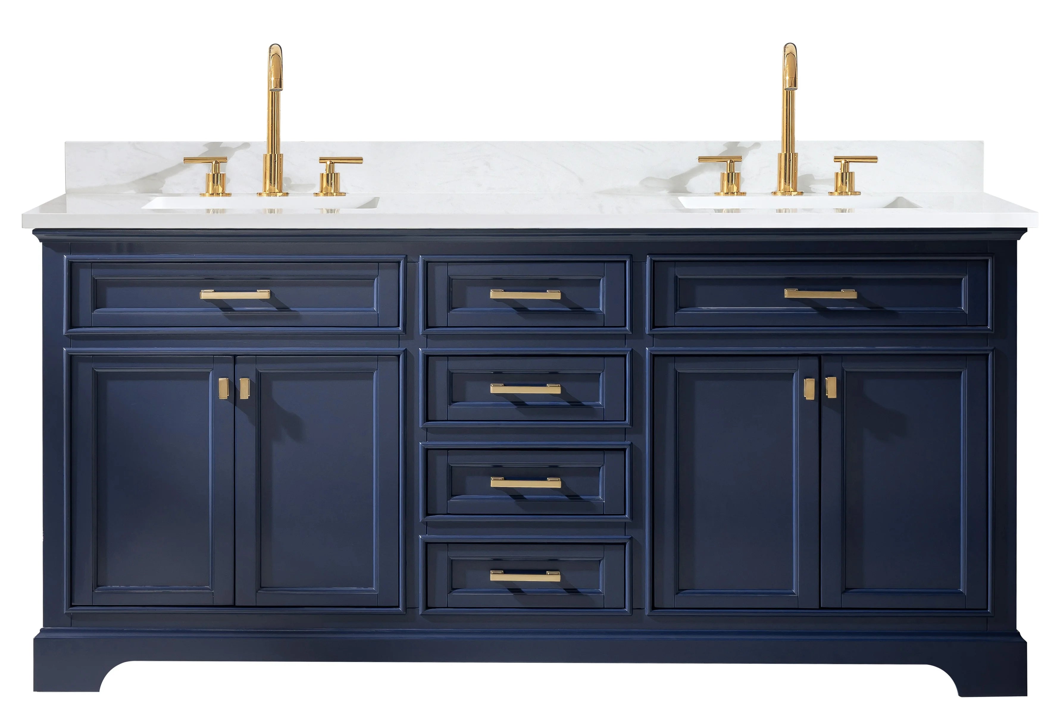 Milano 72" Double Sink Vanity with White Quartz Top