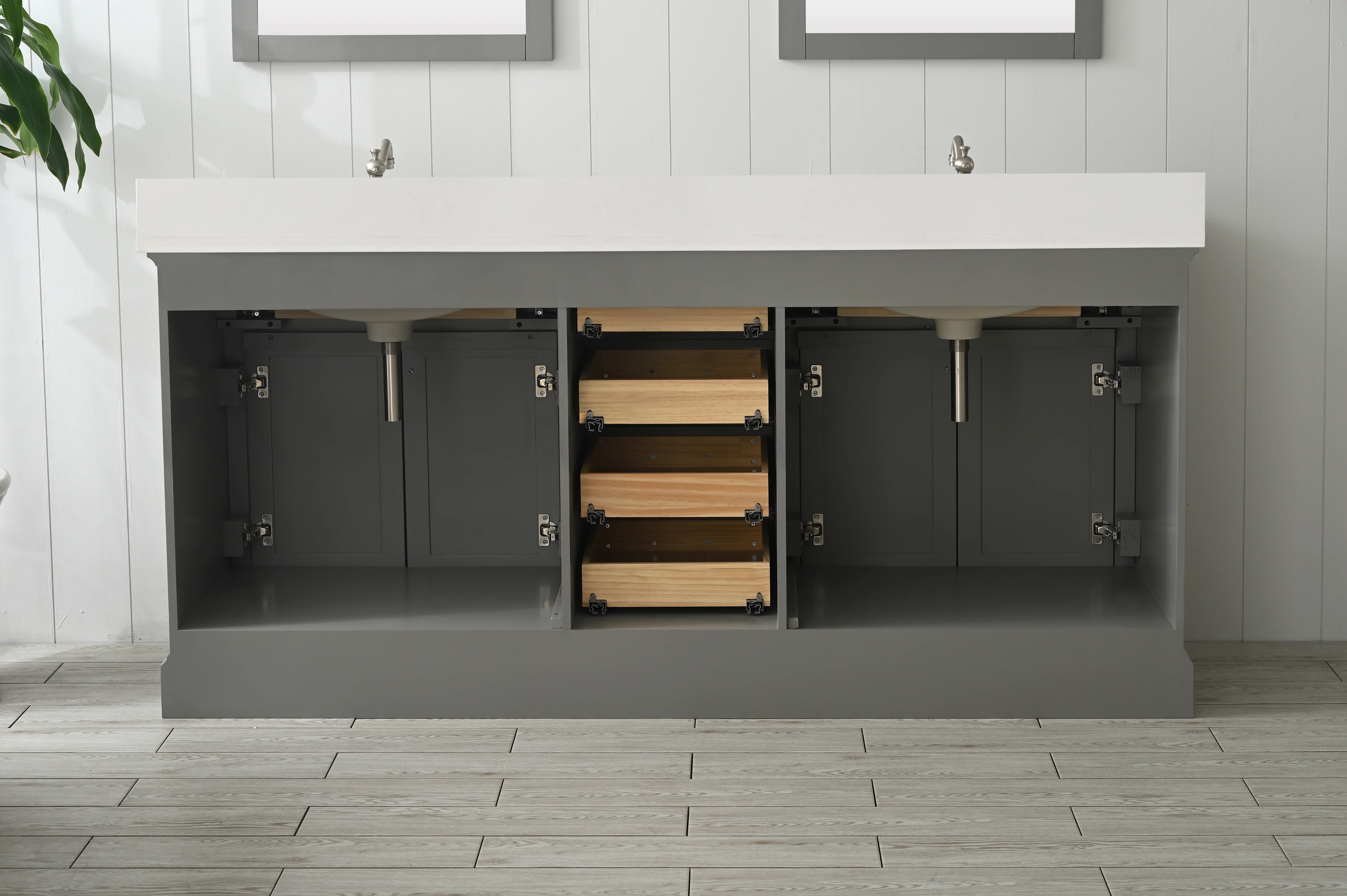 Milano 72" Double Sink Vanity with White Quartz Top