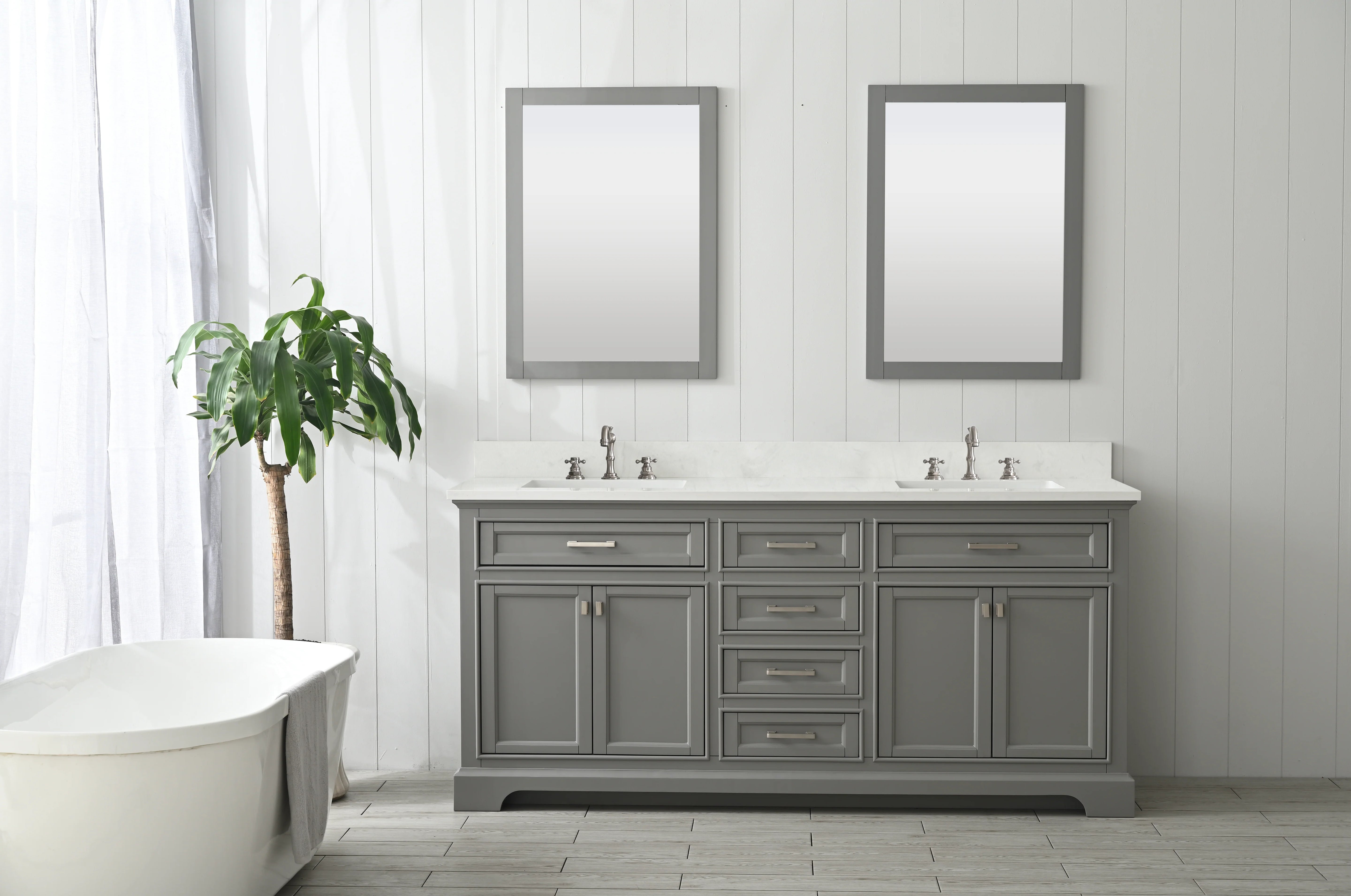 Milano 72" Double Sink Vanity with White Quartz Top