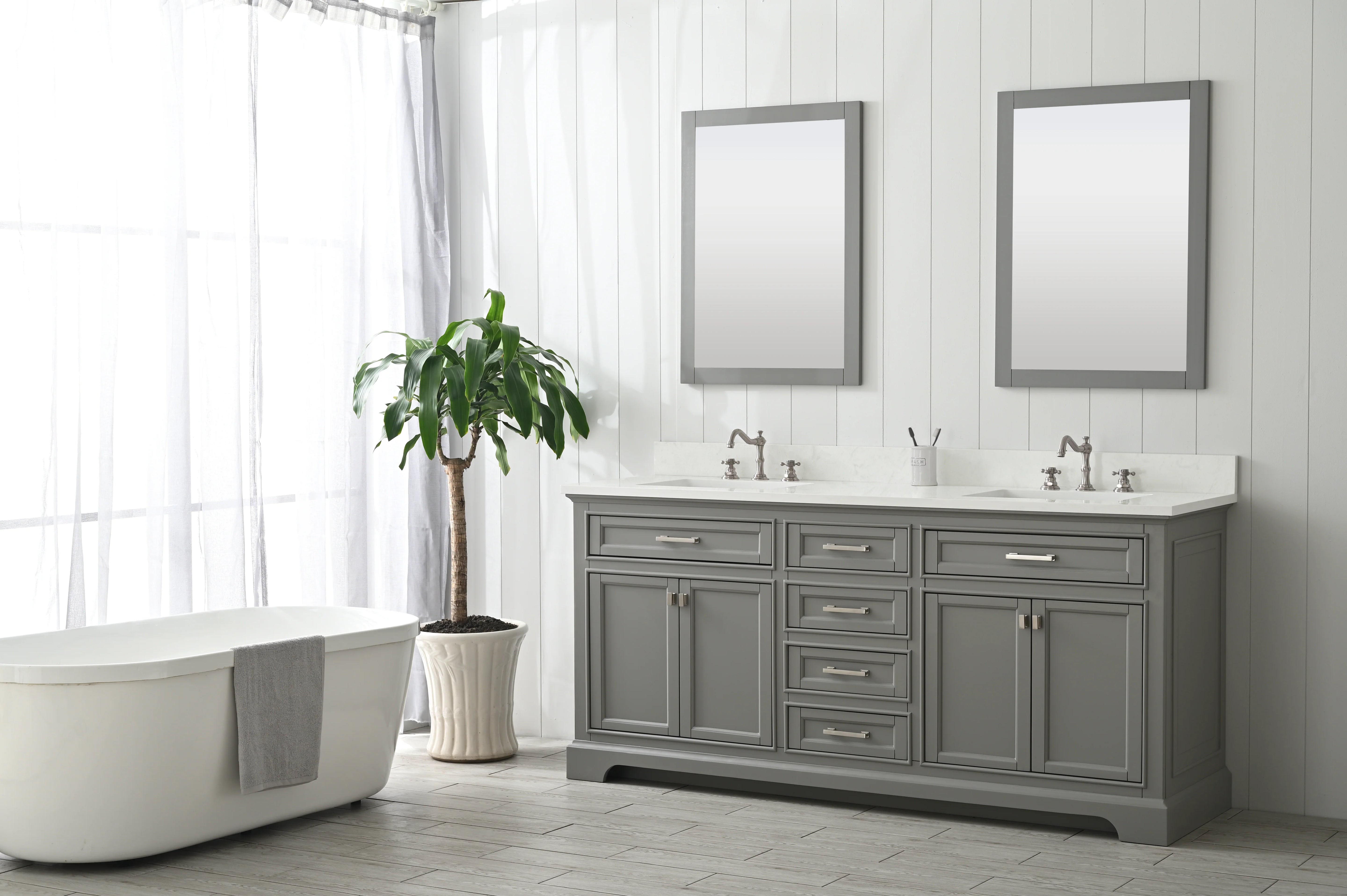 Milano 72" Double Sink Vanity with White Quartz Top