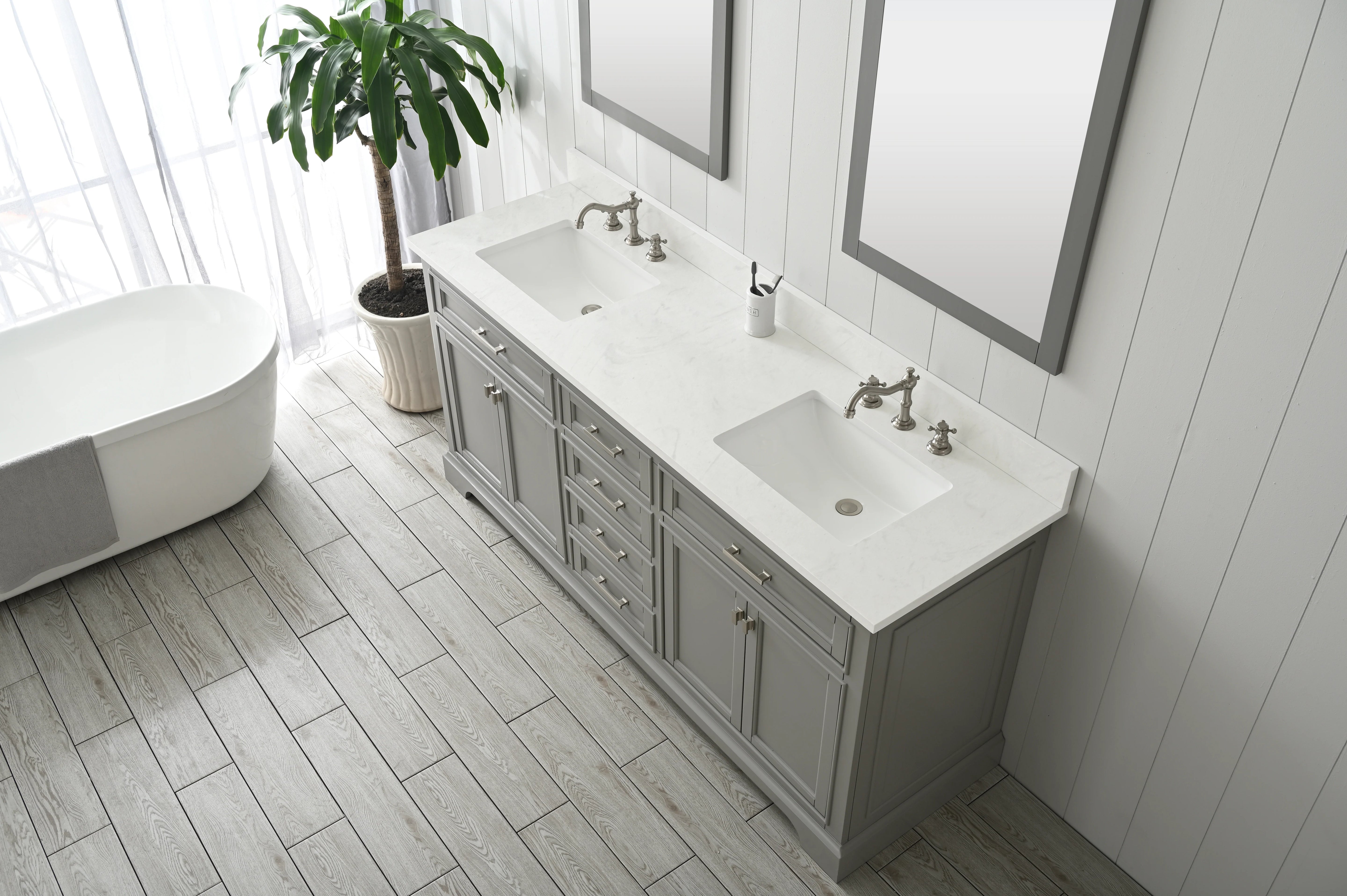 Milano 72" Double Sink Vanity with White Quartz Top