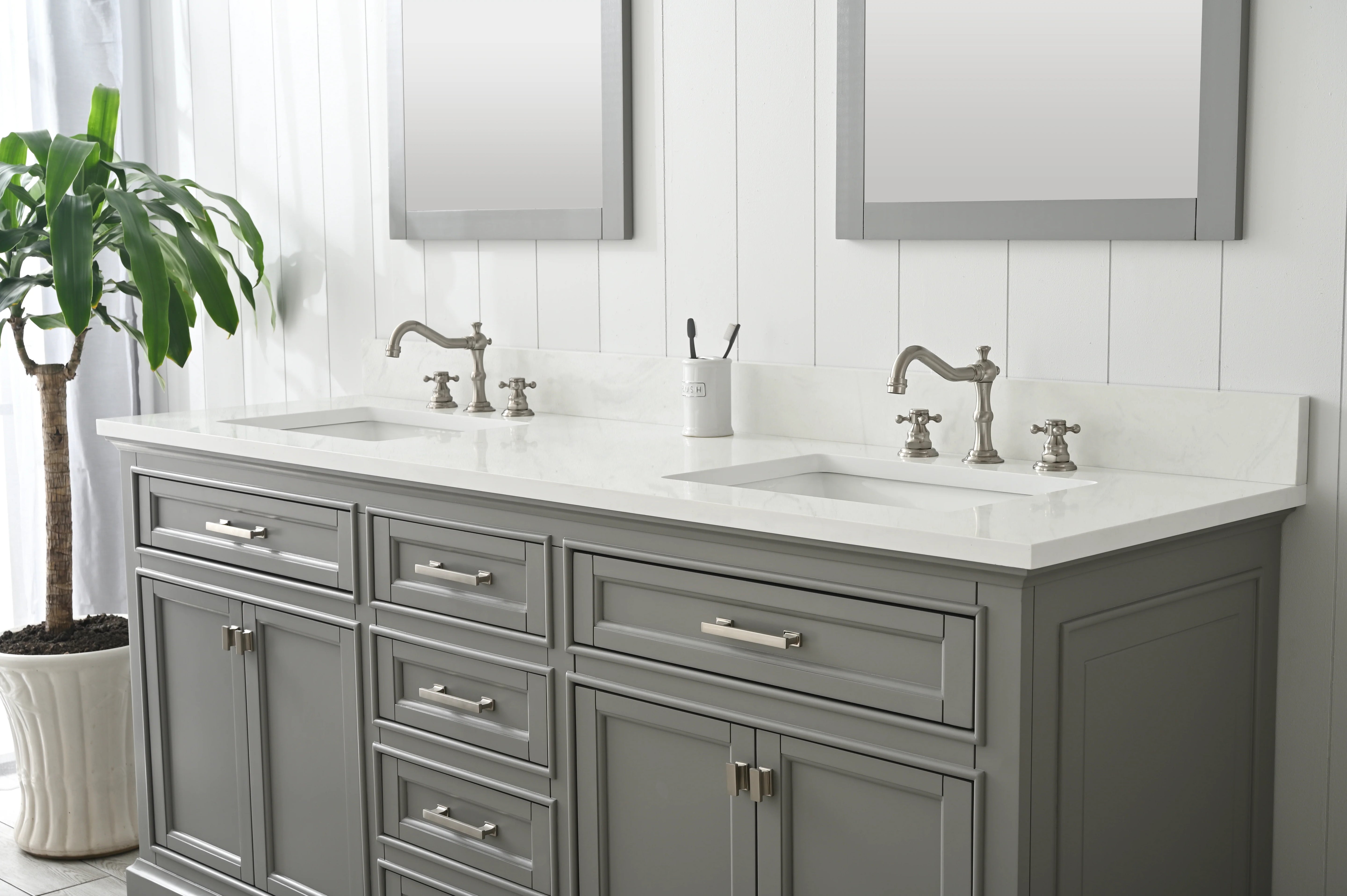 Milano 72" Double Sink Vanity with White Quartz Top