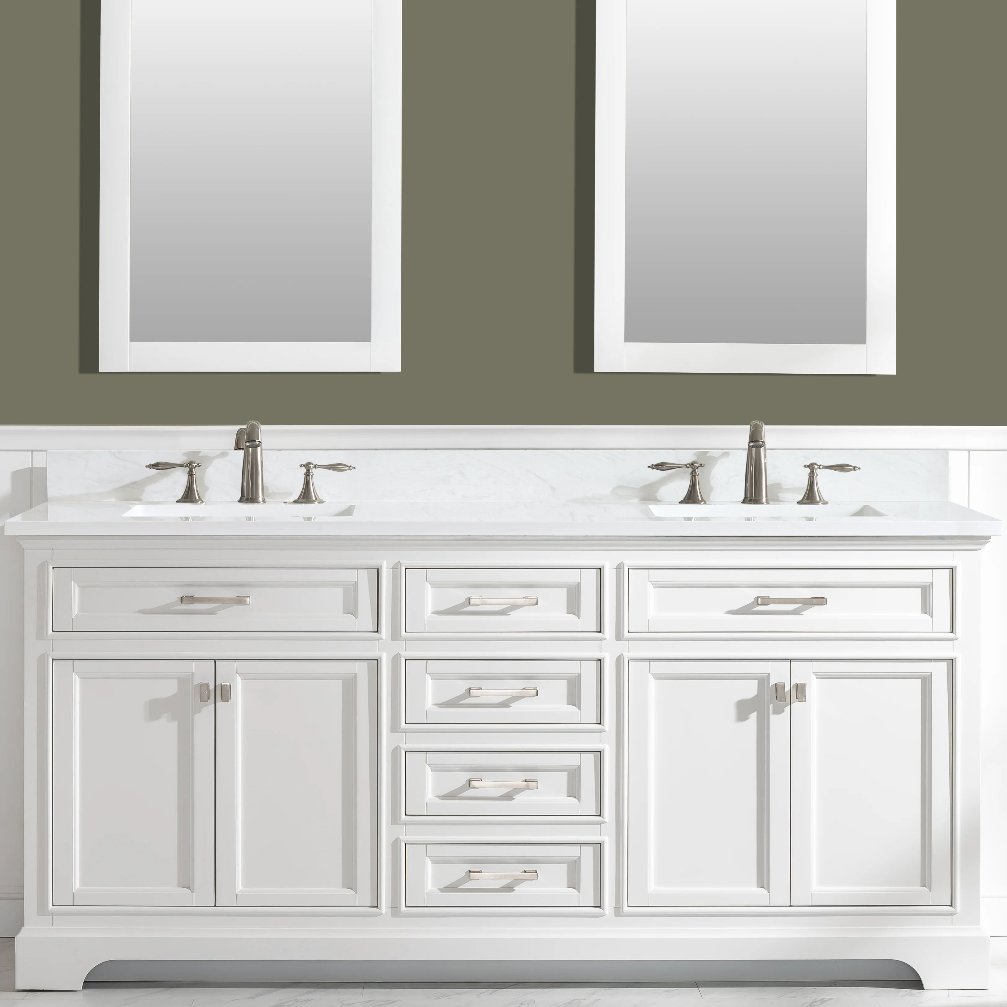 Milano 72" Double Sink Vanity with White Quartz Top