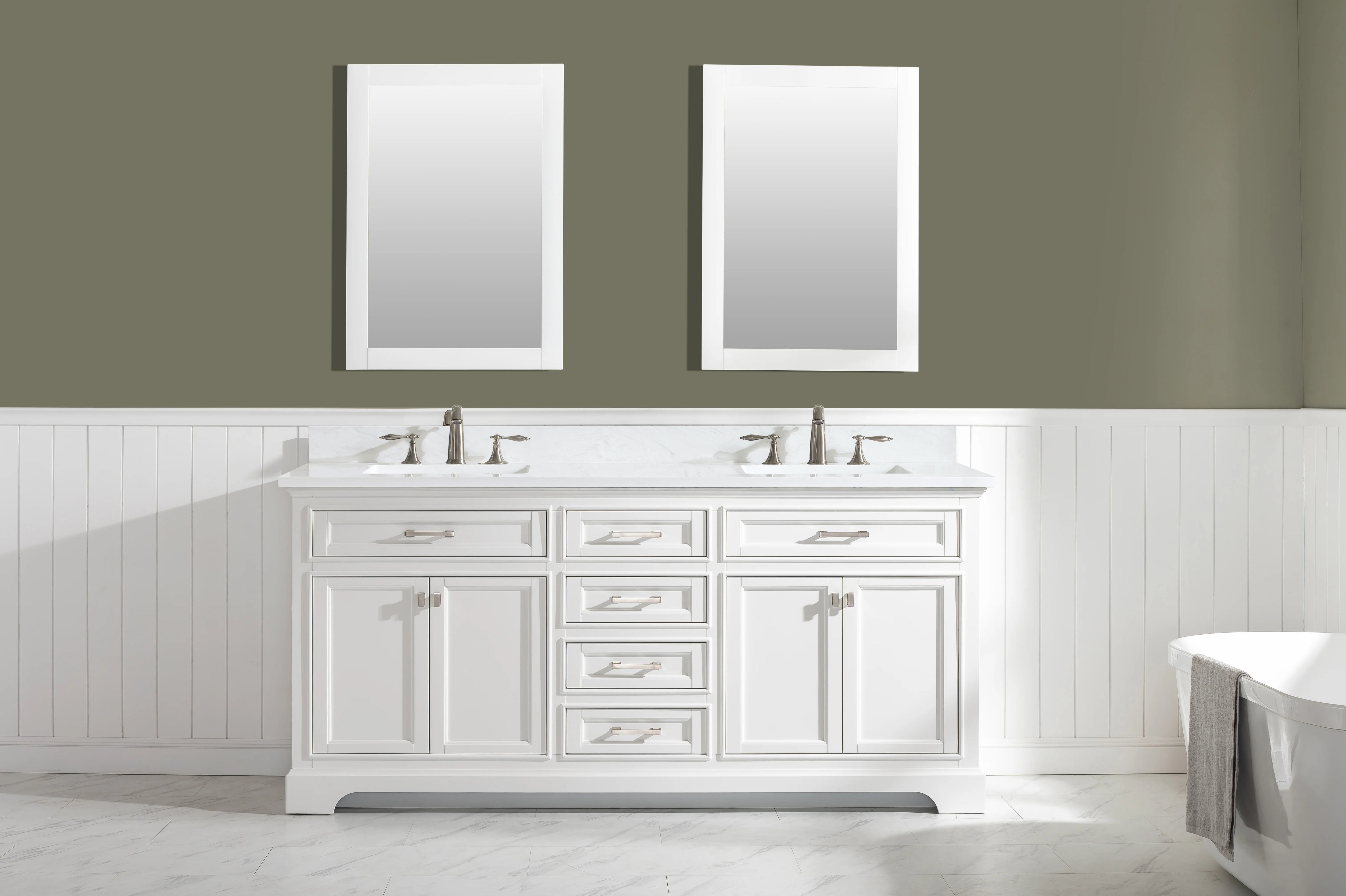 Milano 72" Double Sink Vanity with White Quartz Top