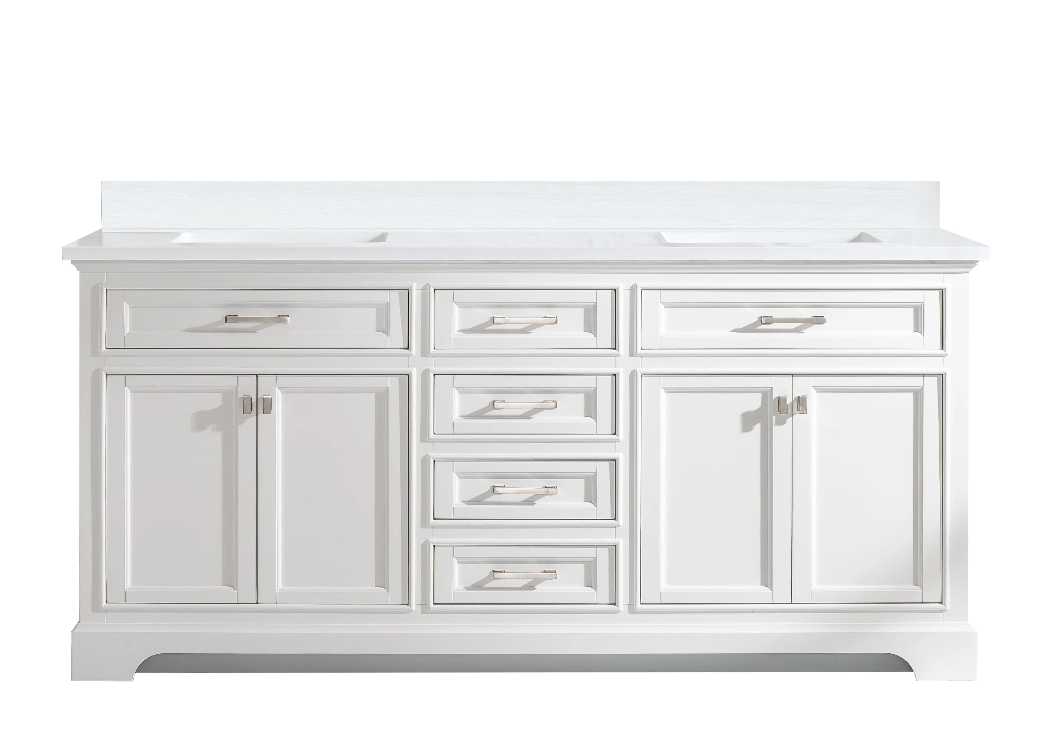 Milano 72" Double Sink Vanity with White Quartz Top