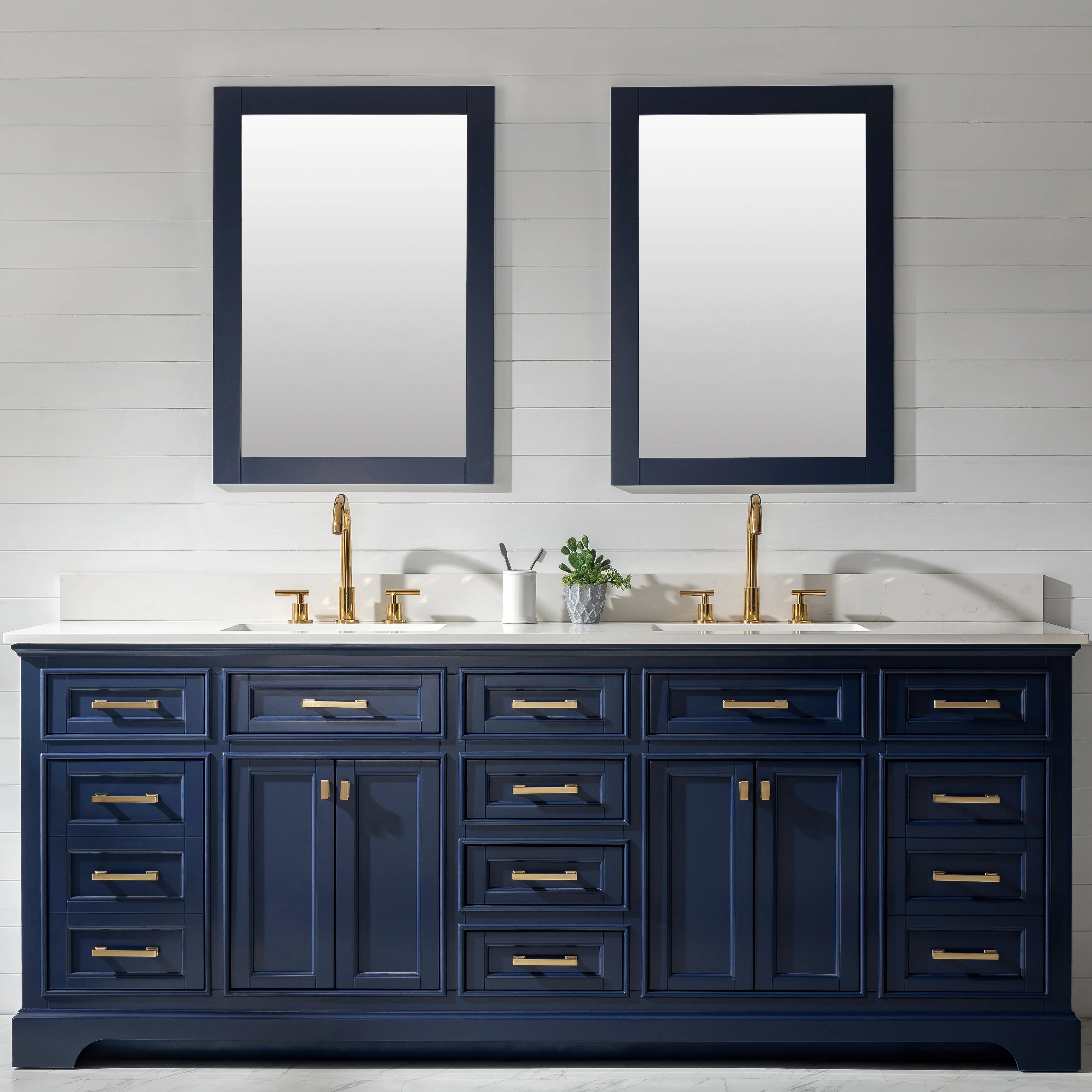 Milano 84" Double Sink Vanity with White Quartz Top