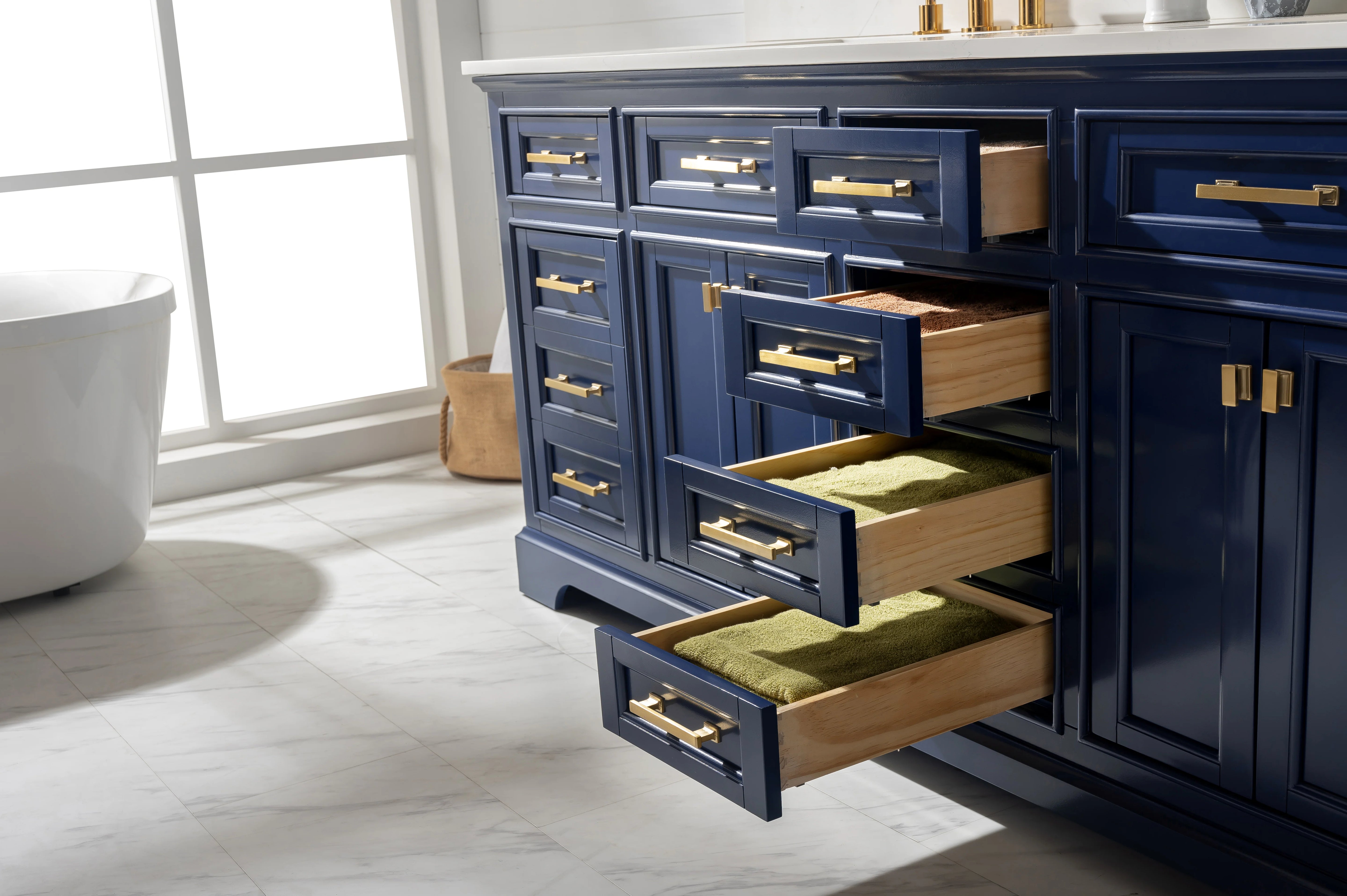 Milano 84" Double Sink Vanity with White Quartz Top