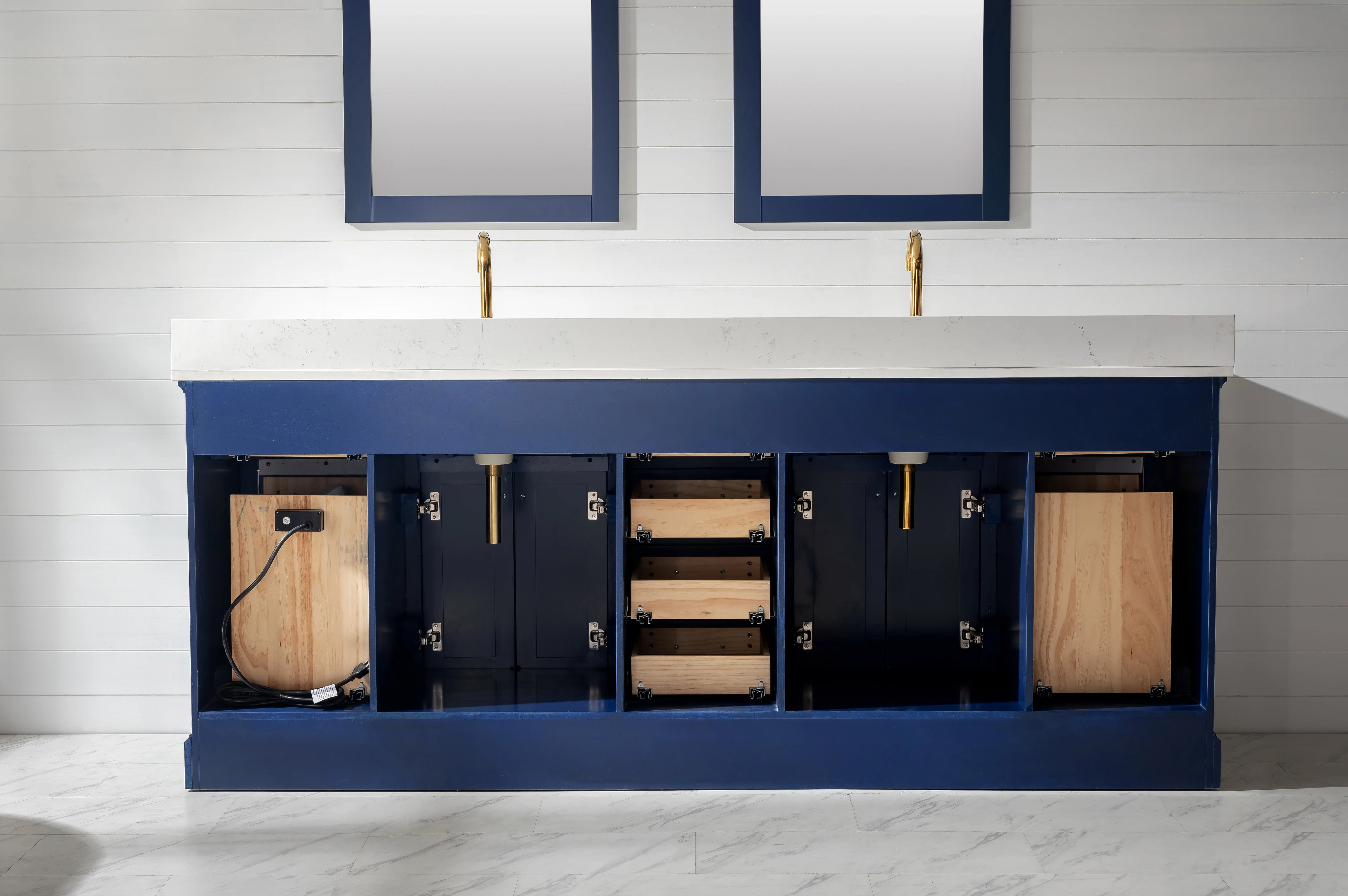 Milano 84" Double Sink Vanity with White Quartz Top