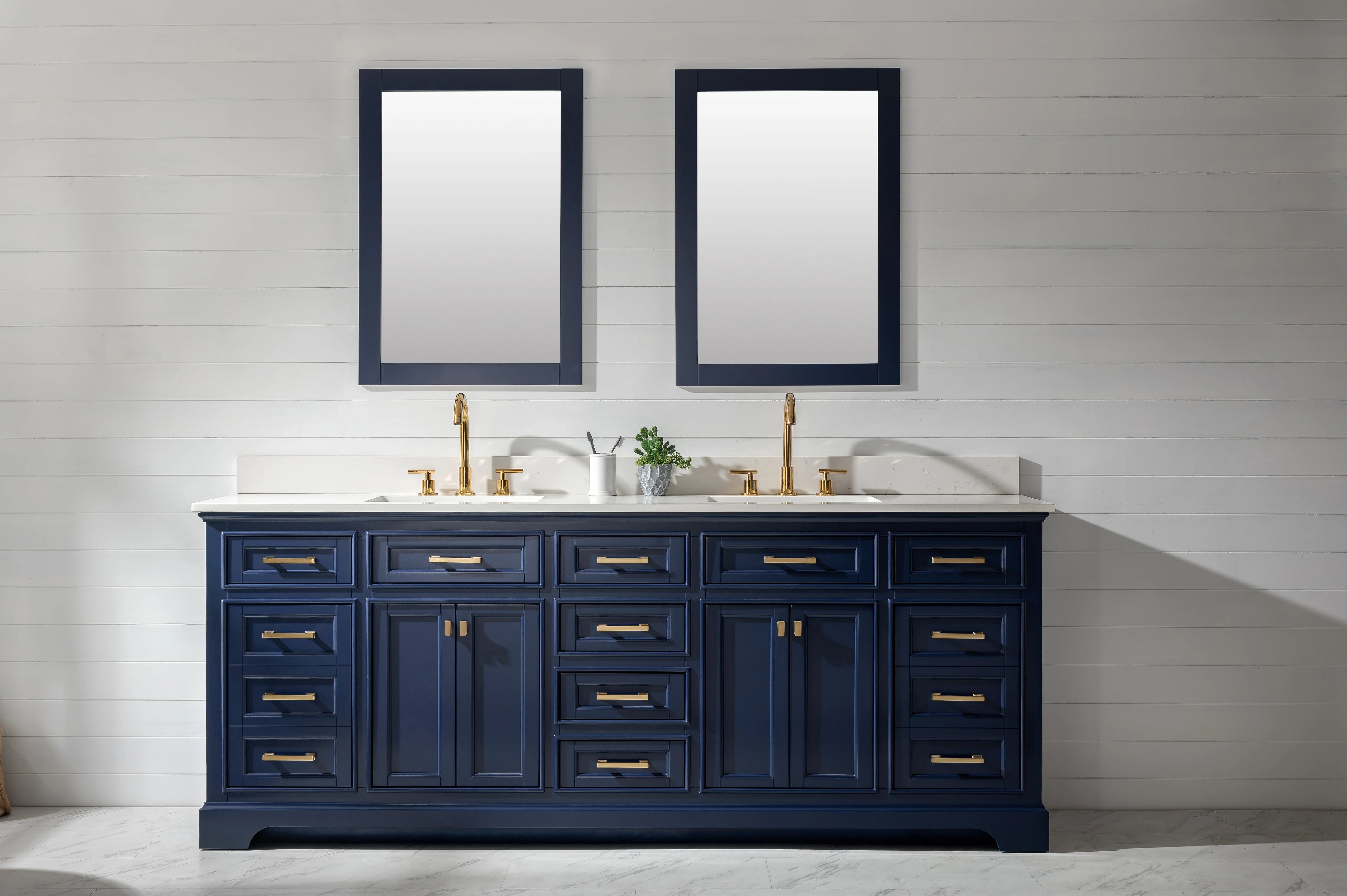 Milano 84" Double Sink Vanity with White Quartz Top