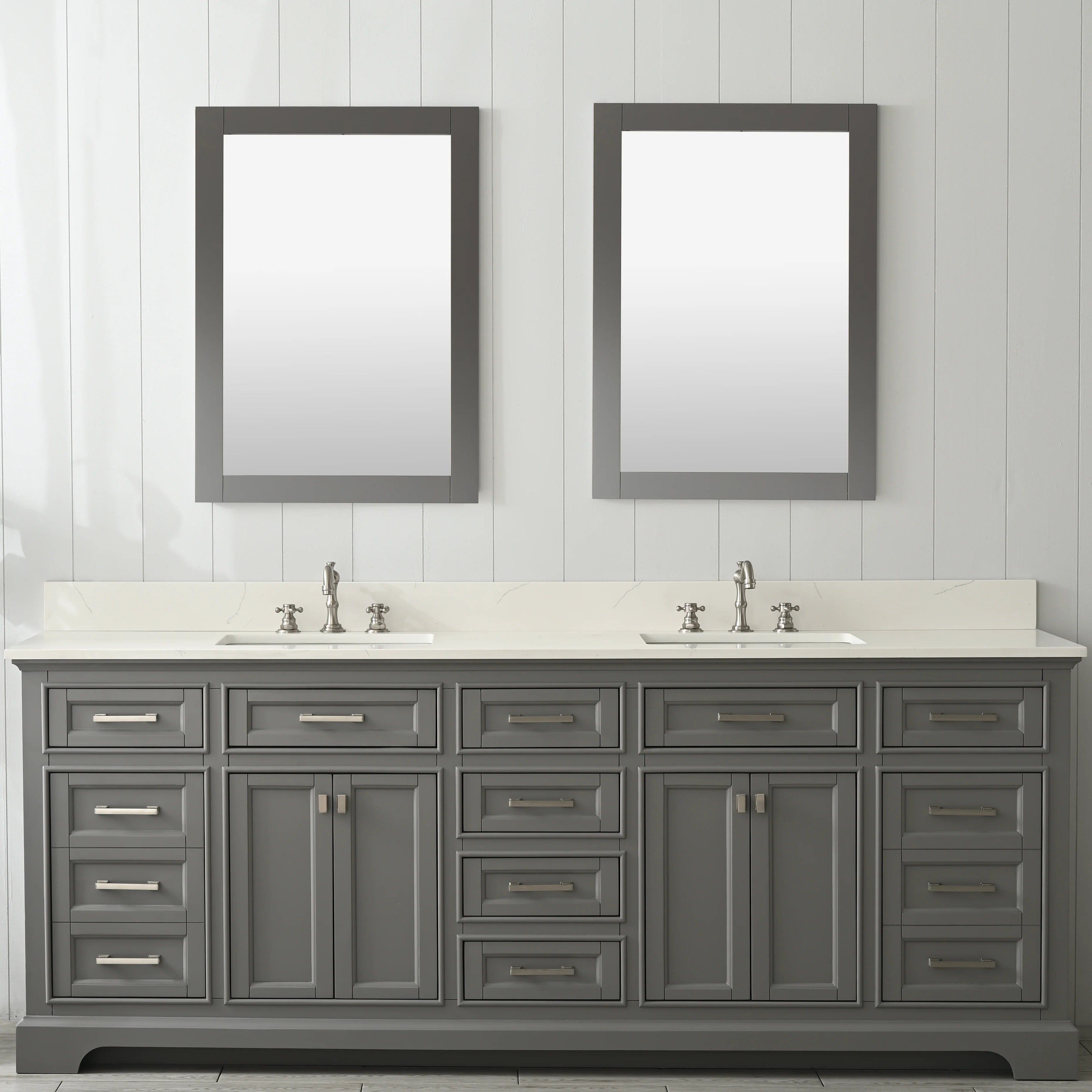Milano 84" Double Sink Vanity with White Quartz Top