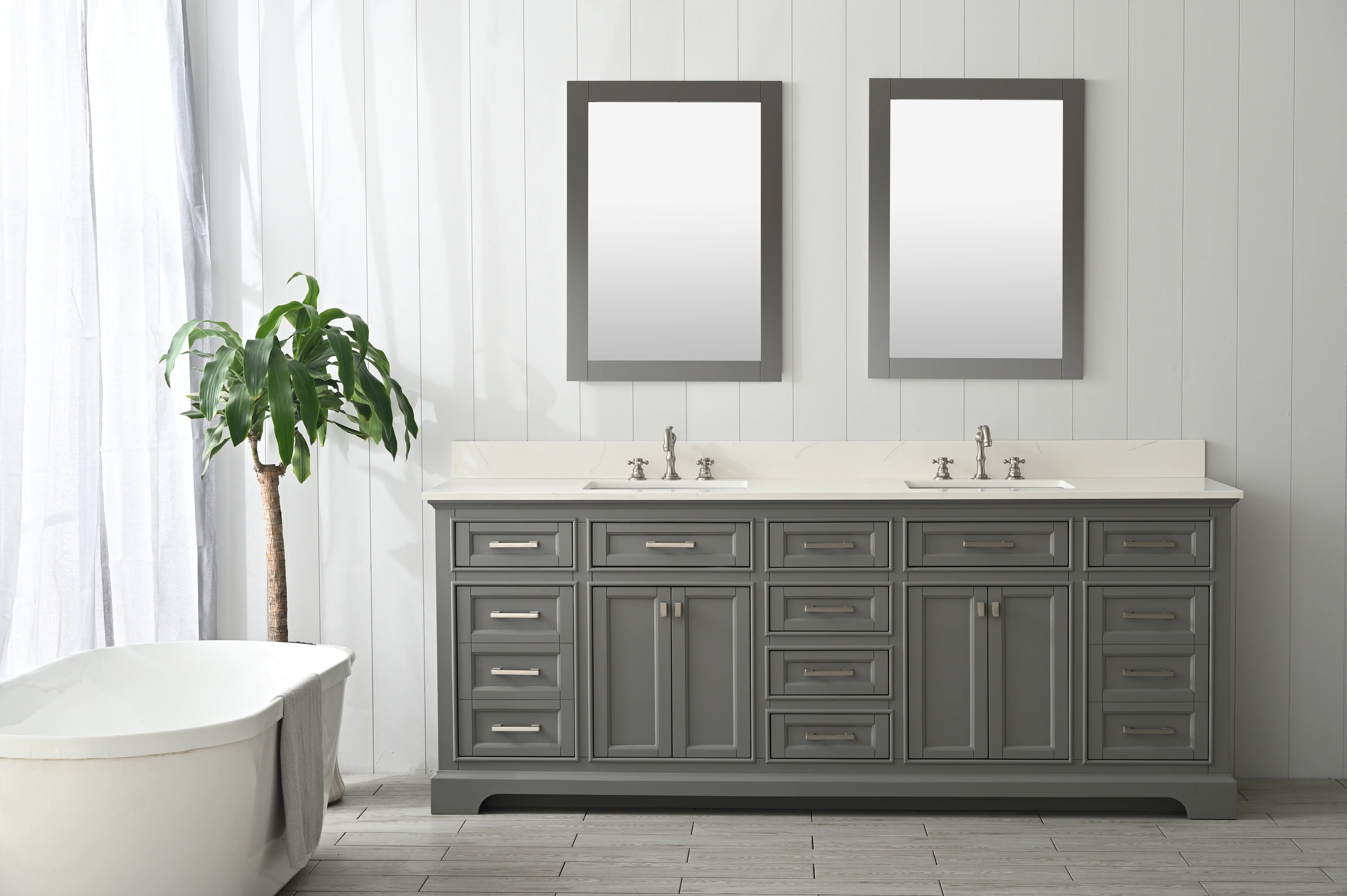 Milano 84" Double Sink Vanity with White Quartz Top