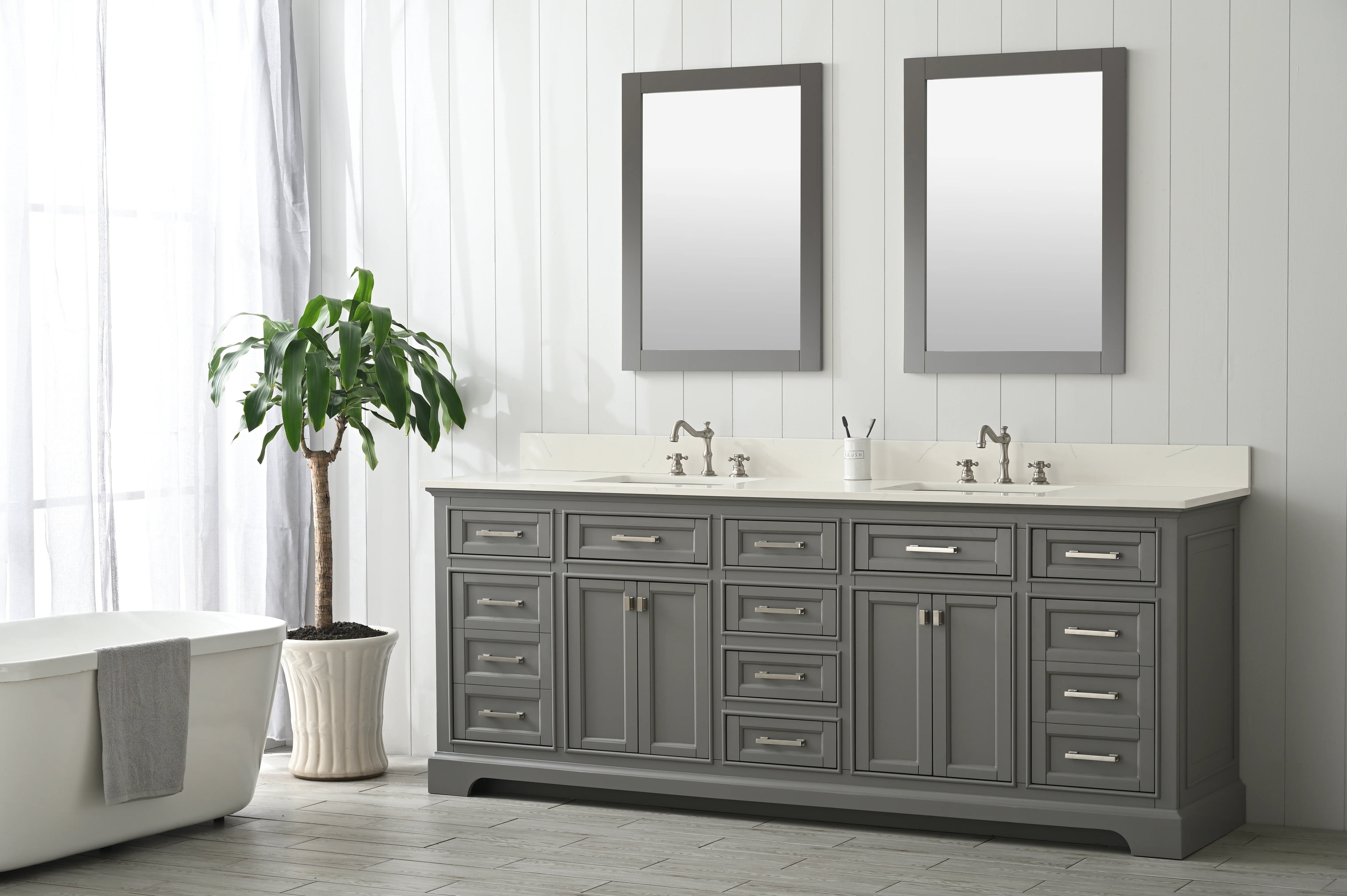 Milano 84" Double Sink Vanity with White Quartz Top
