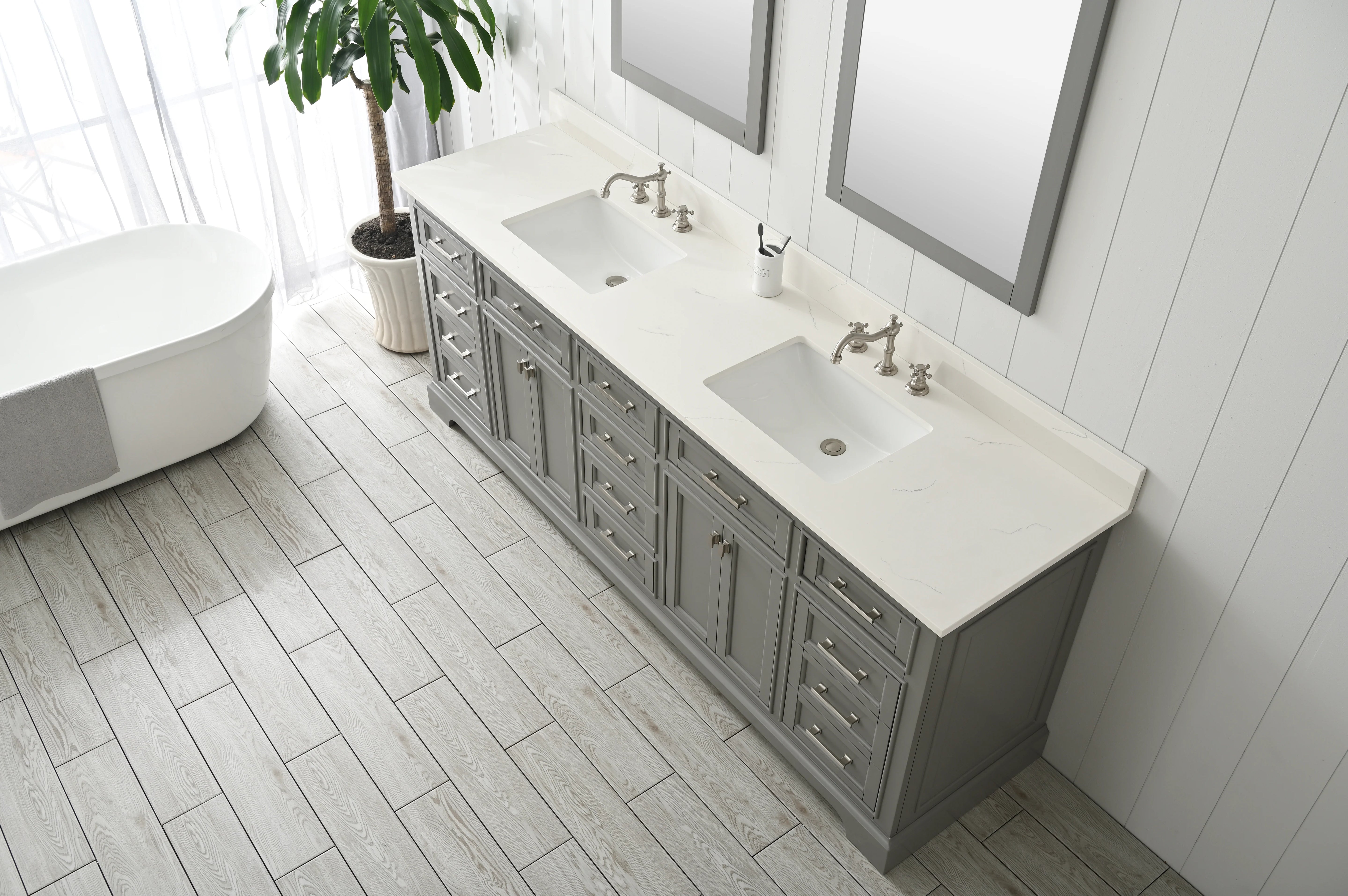 Milano 84" Double Sink Vanity with White Quartz Top